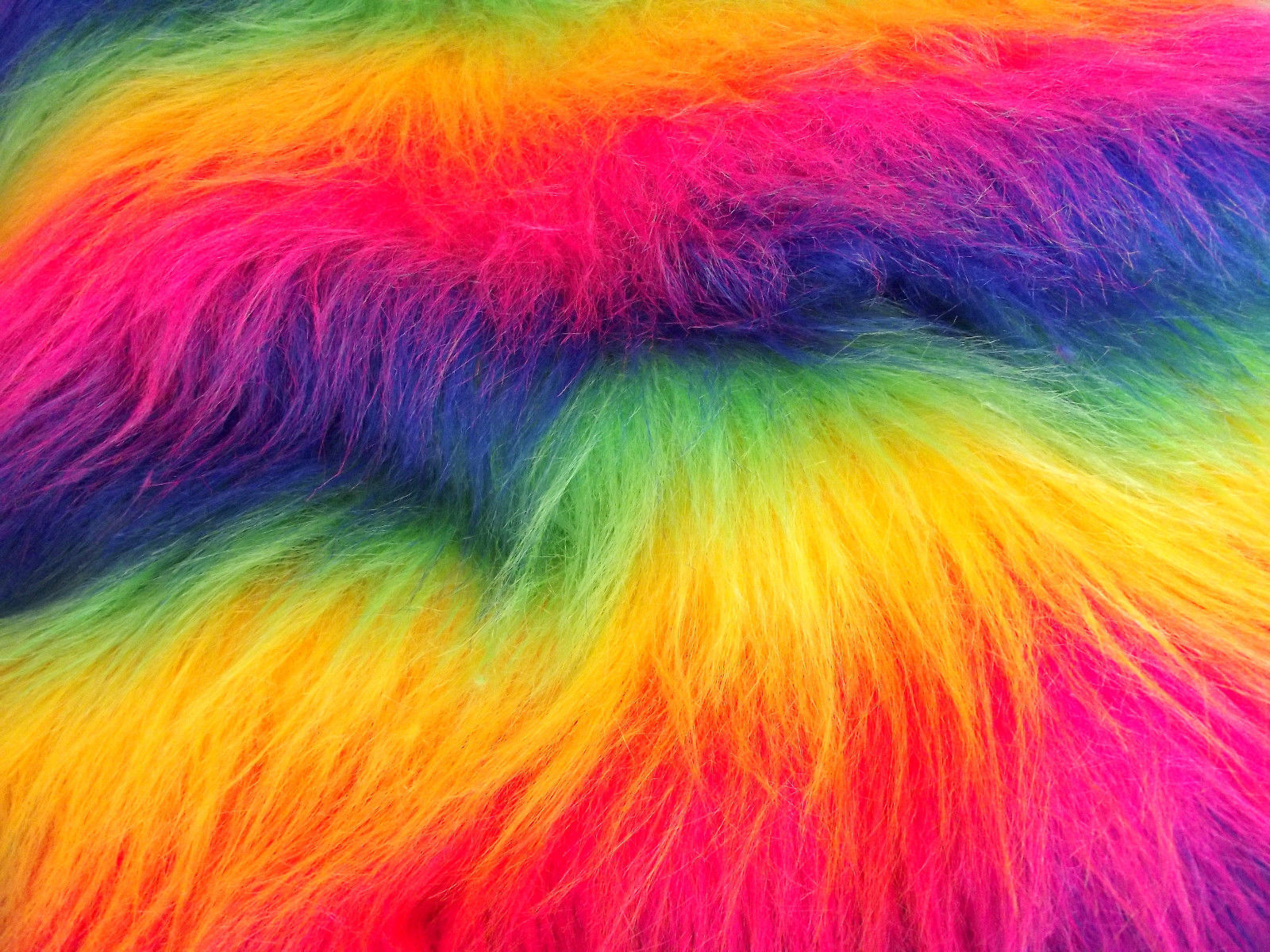 Rainbow Mongolian Faux Fur Synthetic Fabric by the Meter