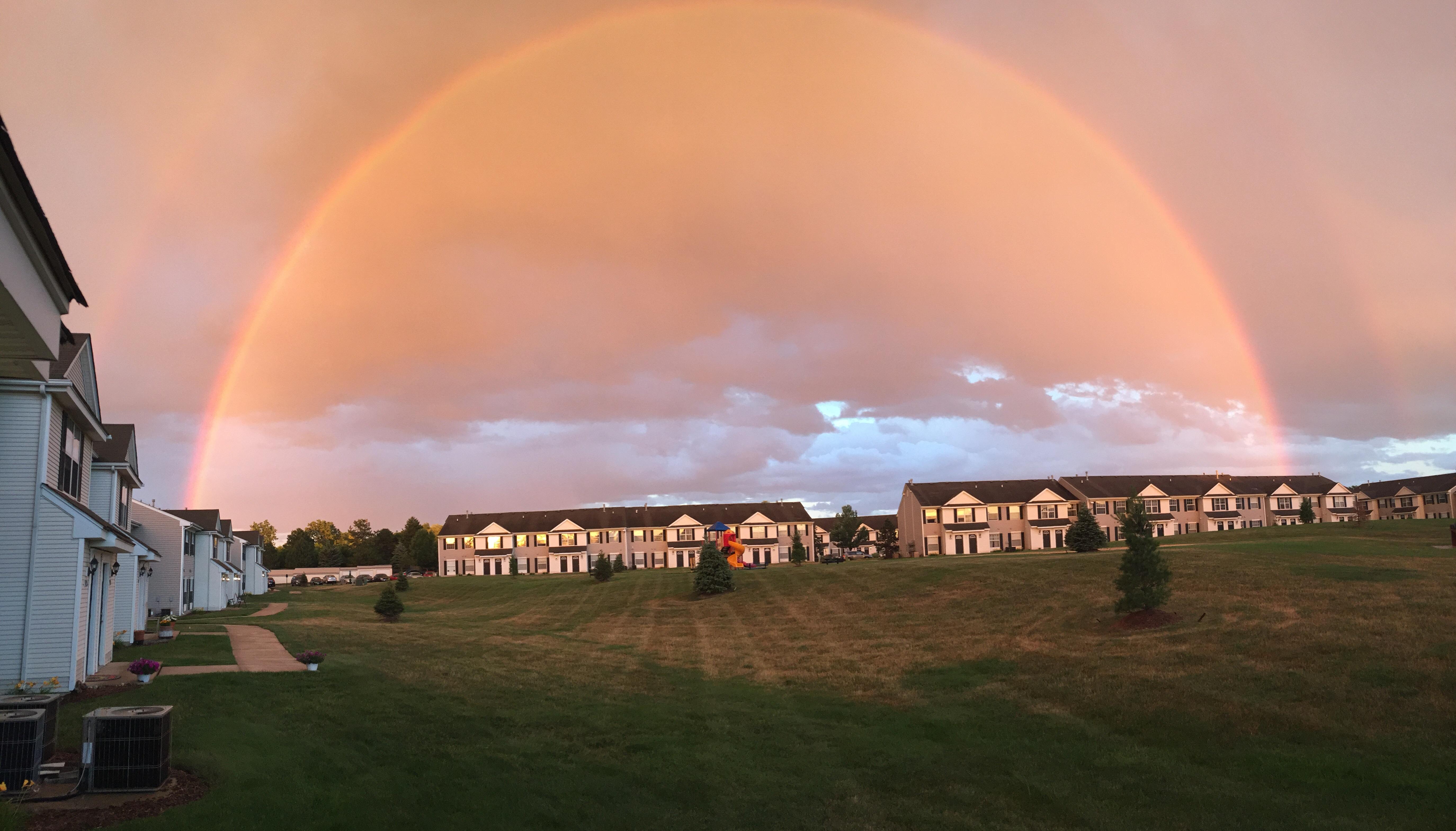 Full rainbow right out my front door yesterday : mildlyinteresting