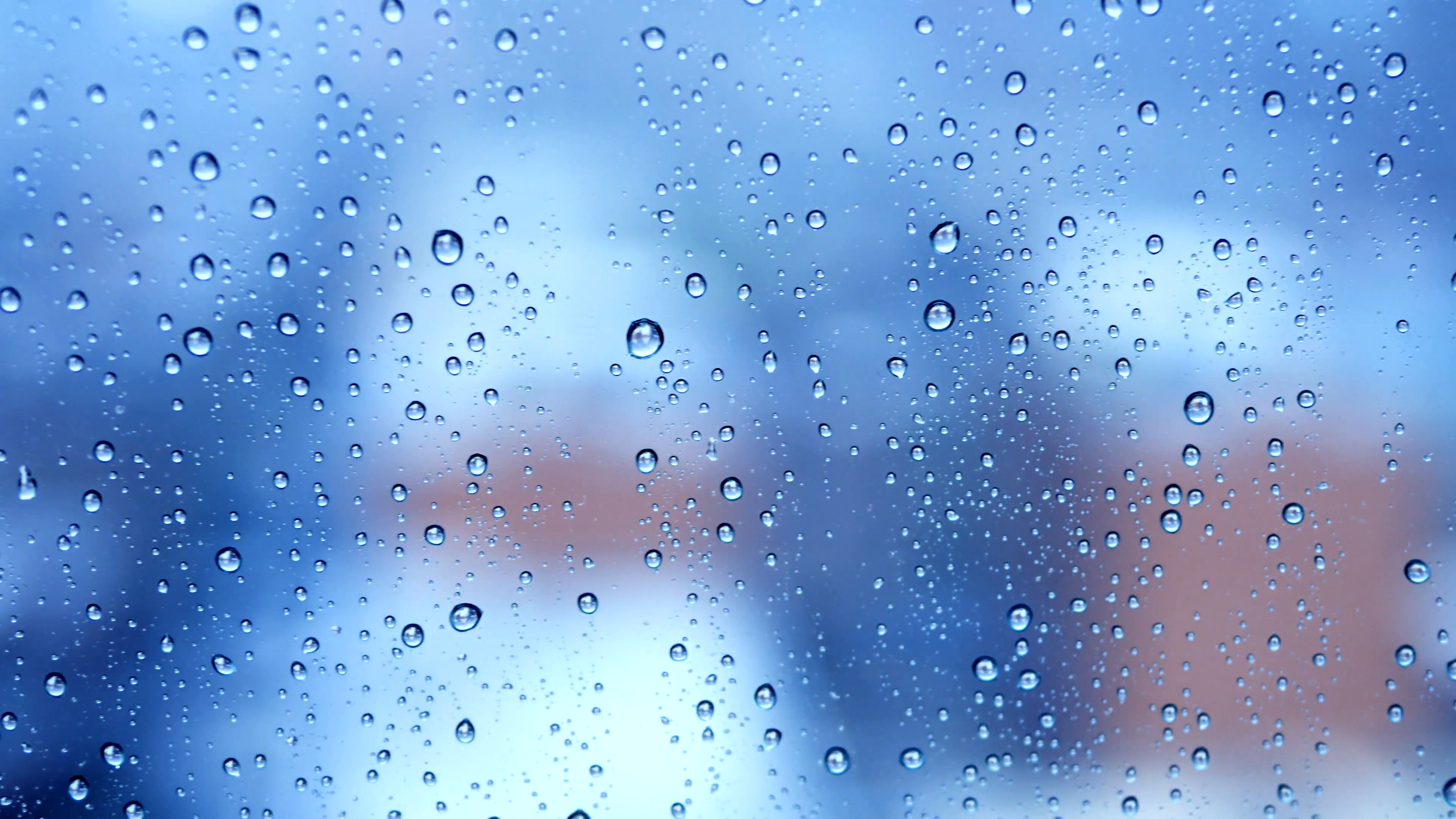 blue light rainy day mood. raining weather background. water drops ...