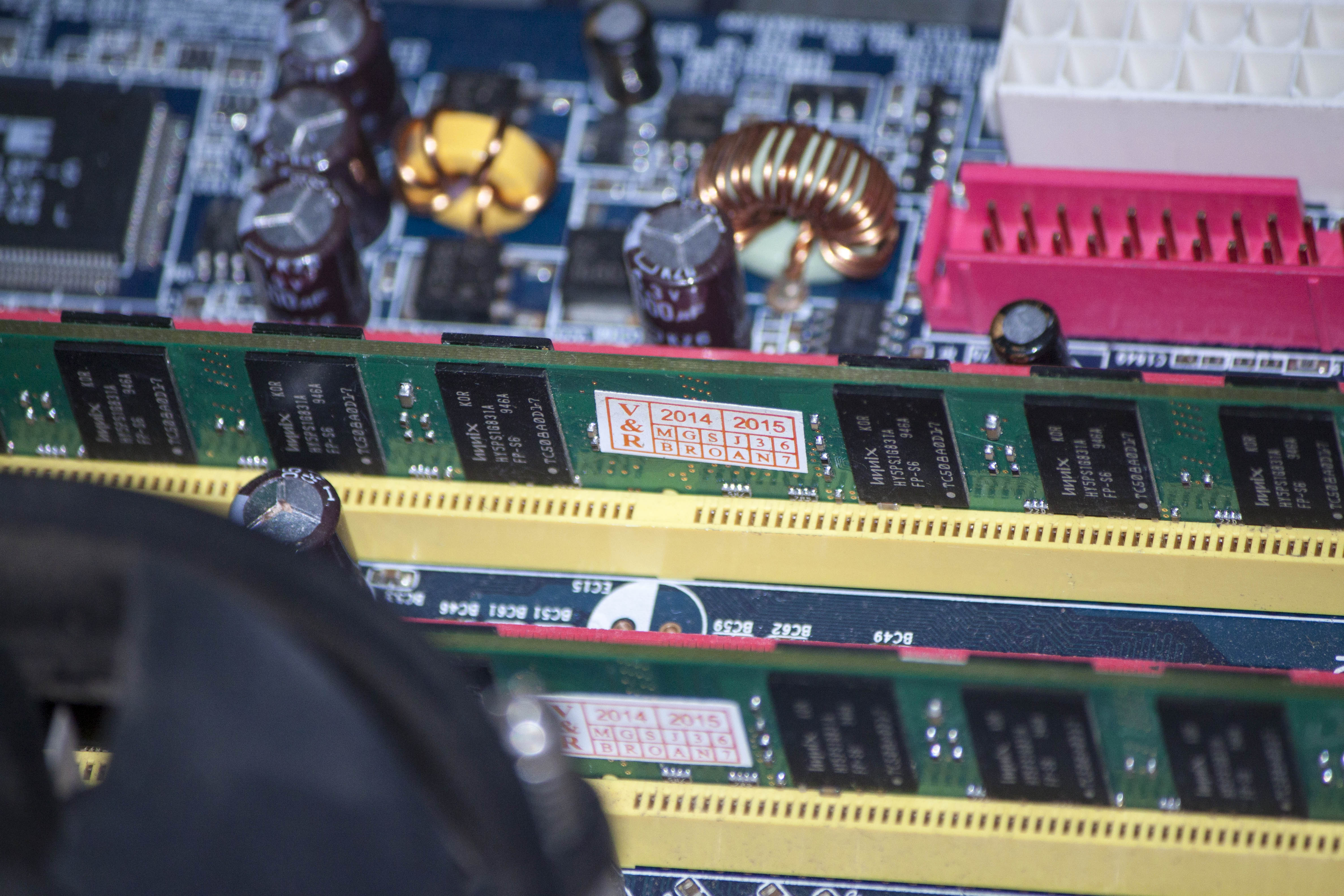 Ram slots in circuit board photo