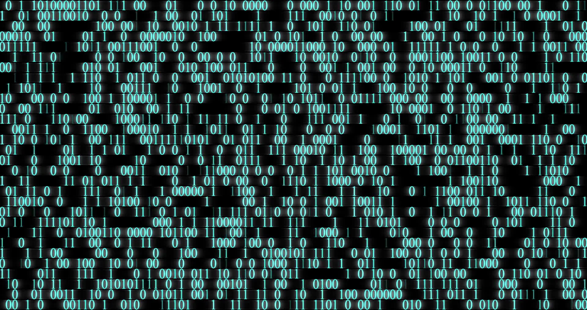 Digital technologies. Binary code wall random numbers glowing on a ...