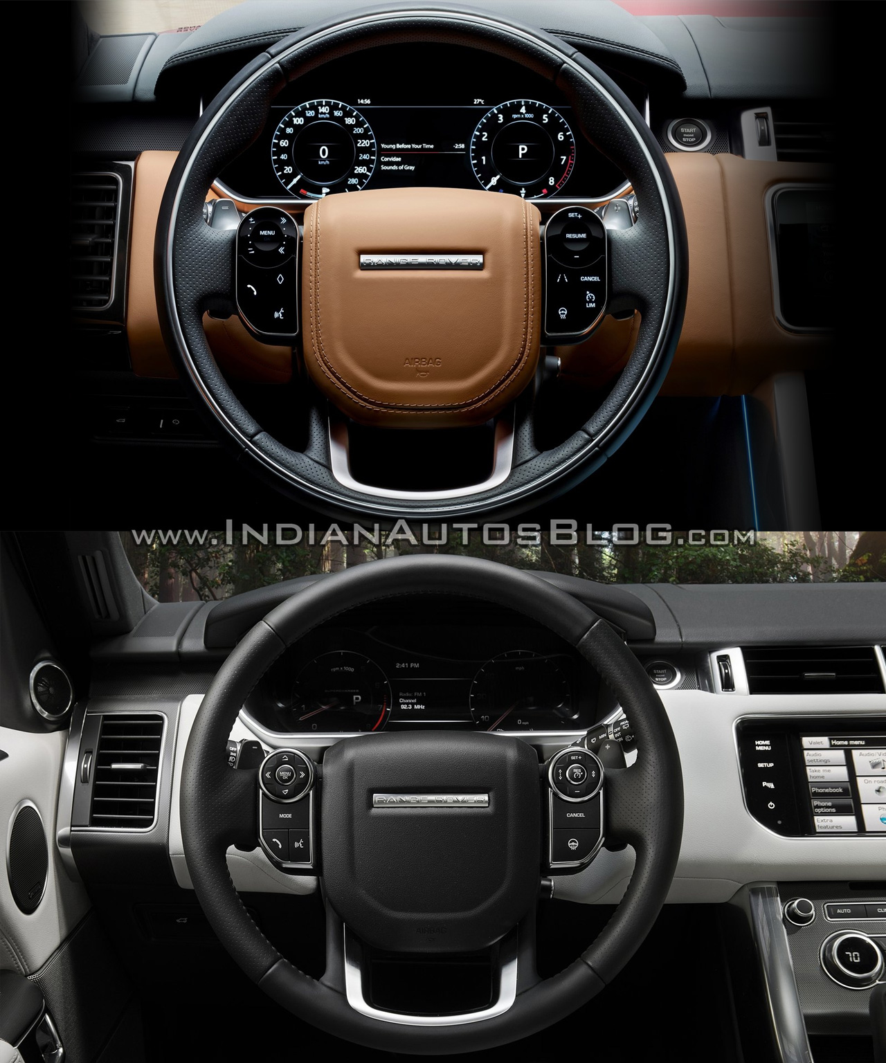 2018 Range Rover Sport vs. 2014 Range Rover Sport steering wheel