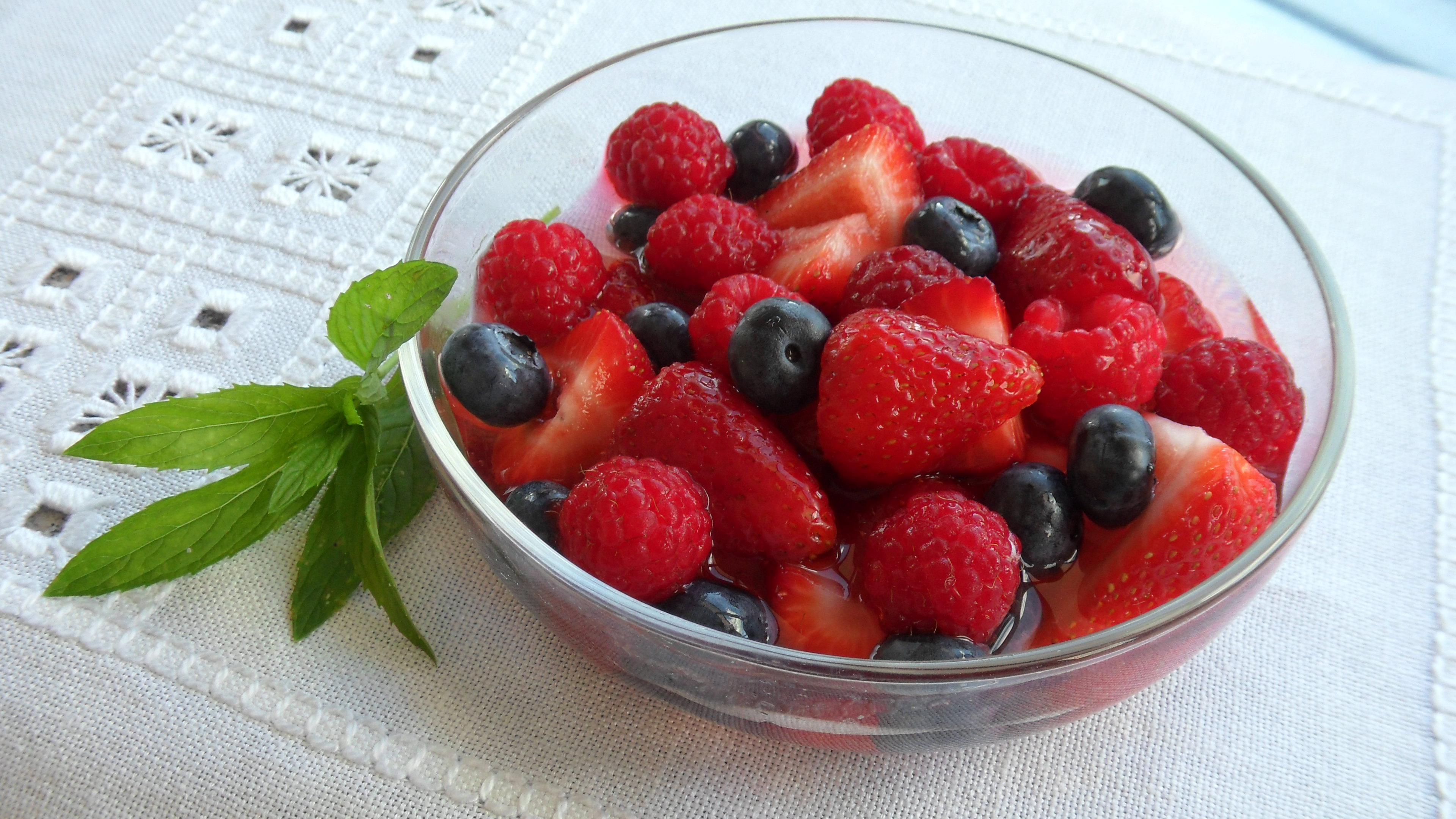 Strawberries, Raspberries, and Blueberries in Elderflower Cordial »