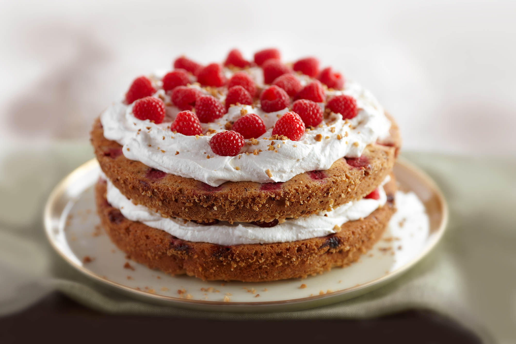 Hazelnut Raspberry Cream Cake