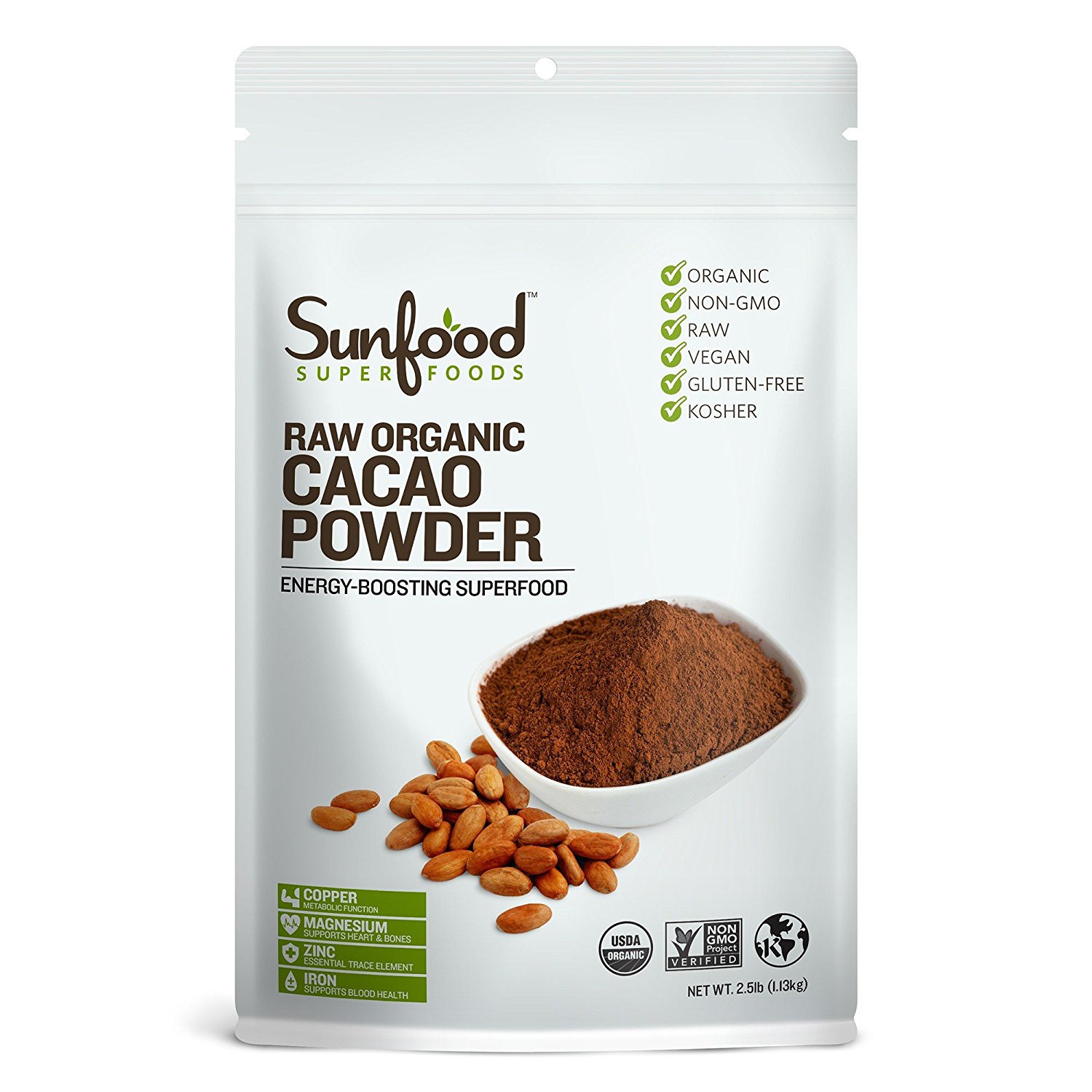 Amazon.com : Sunfood Cacao Powder, 8oz, Organic : Baking Cocoa ...