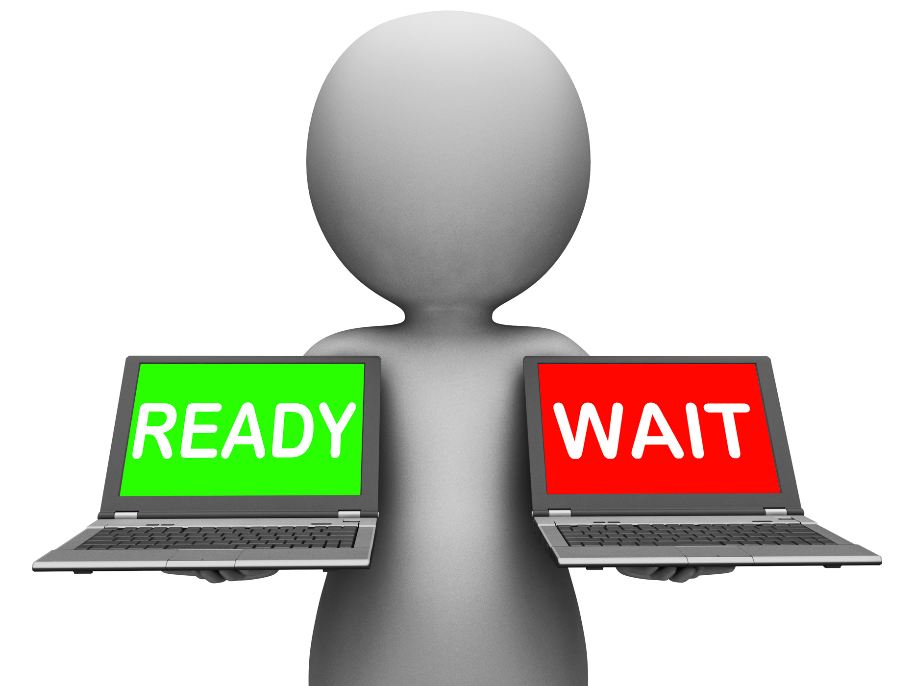 Ready Wait Laptop Means Prepared and Waiting, 3d, Waiting, Wait, Technology, HQ Photo