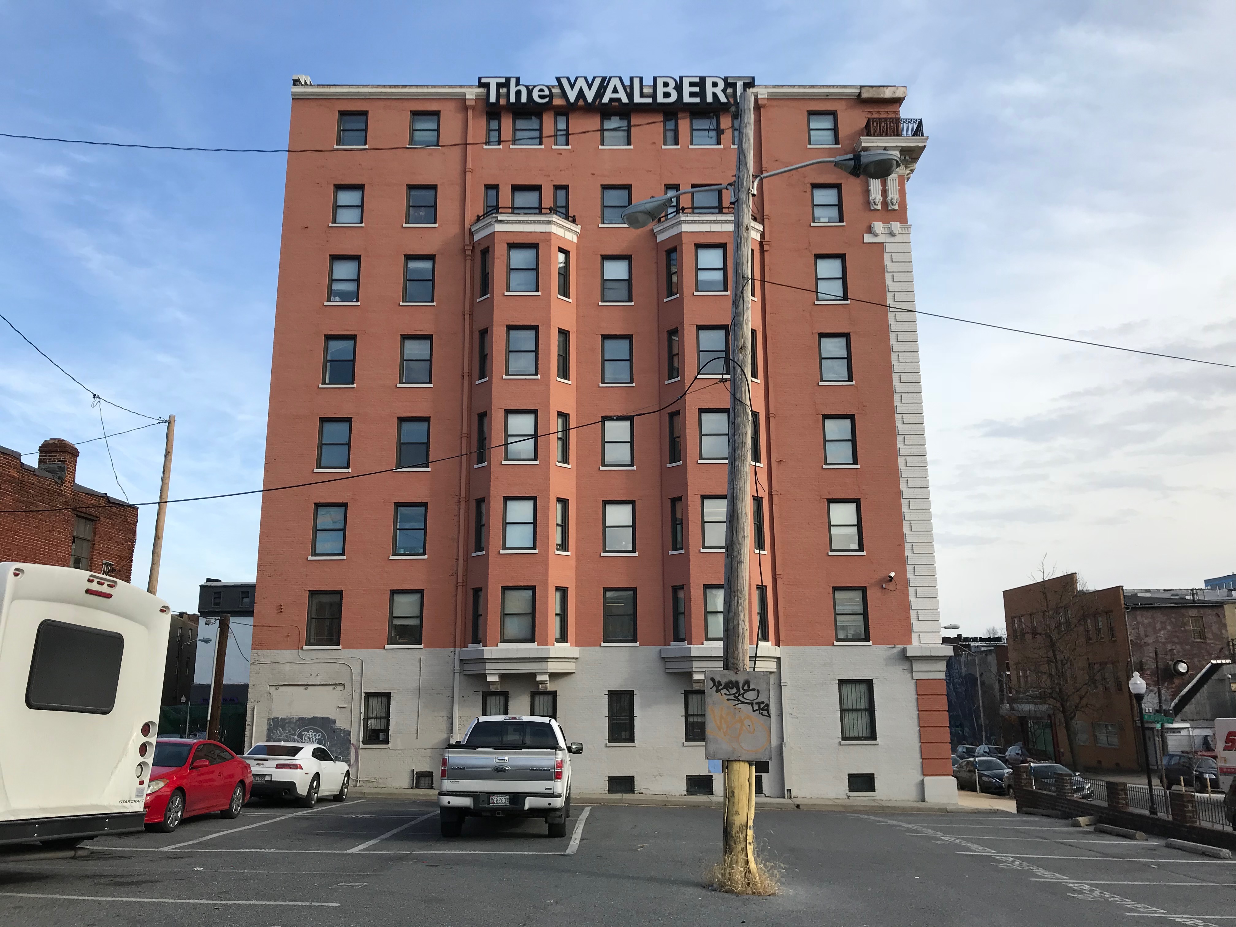 Rear facade (Maryland Avenue), The Walbert Building, 1800 N. Charles Street, Baltimore, MD 21201, Baltimore, Building, Car, Intersection, HQ Photo