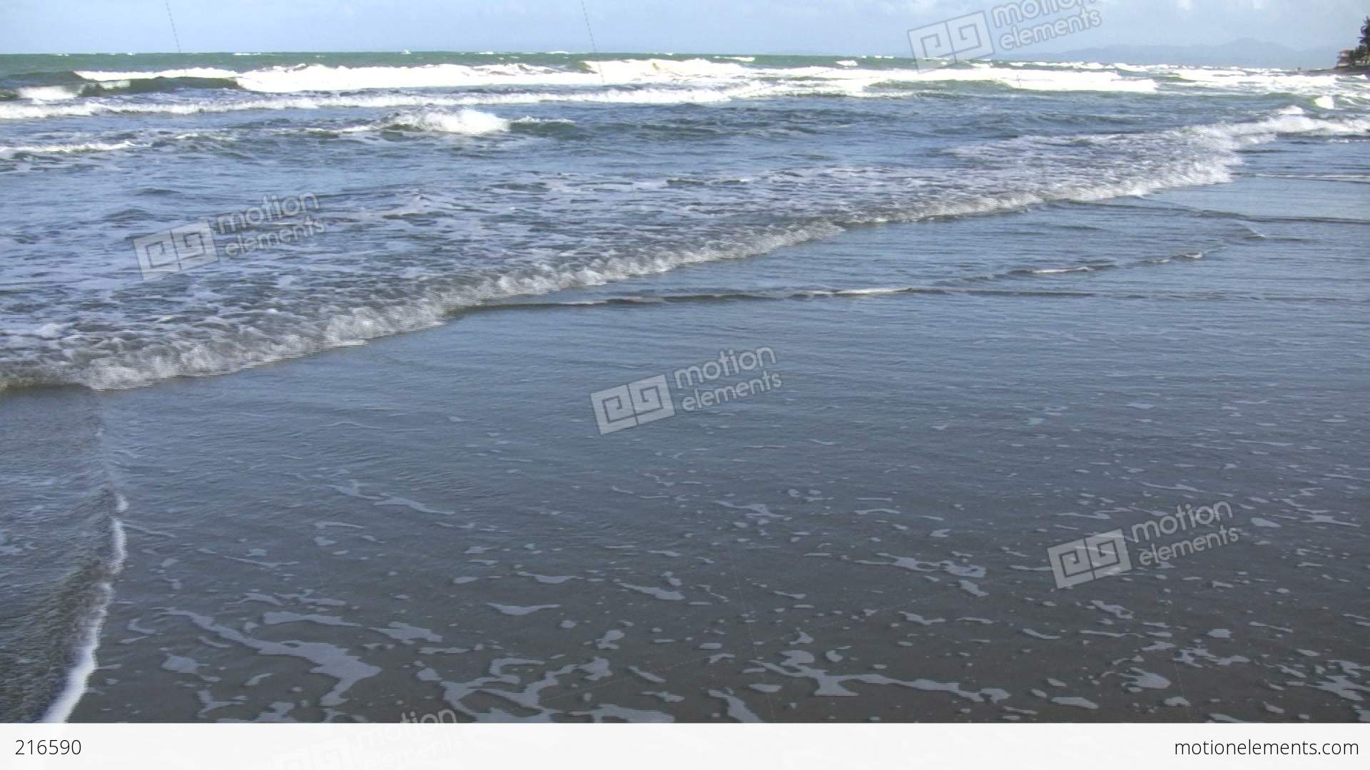 Waves Gently Wash Up Onto Beach, Then Recede (High Definition) Stock ...