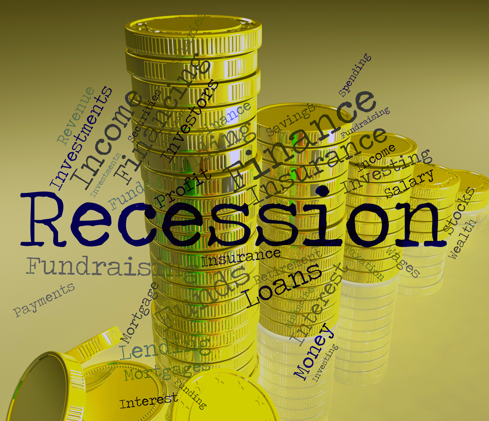 Recession word means economic crisis and bankruptcy photo