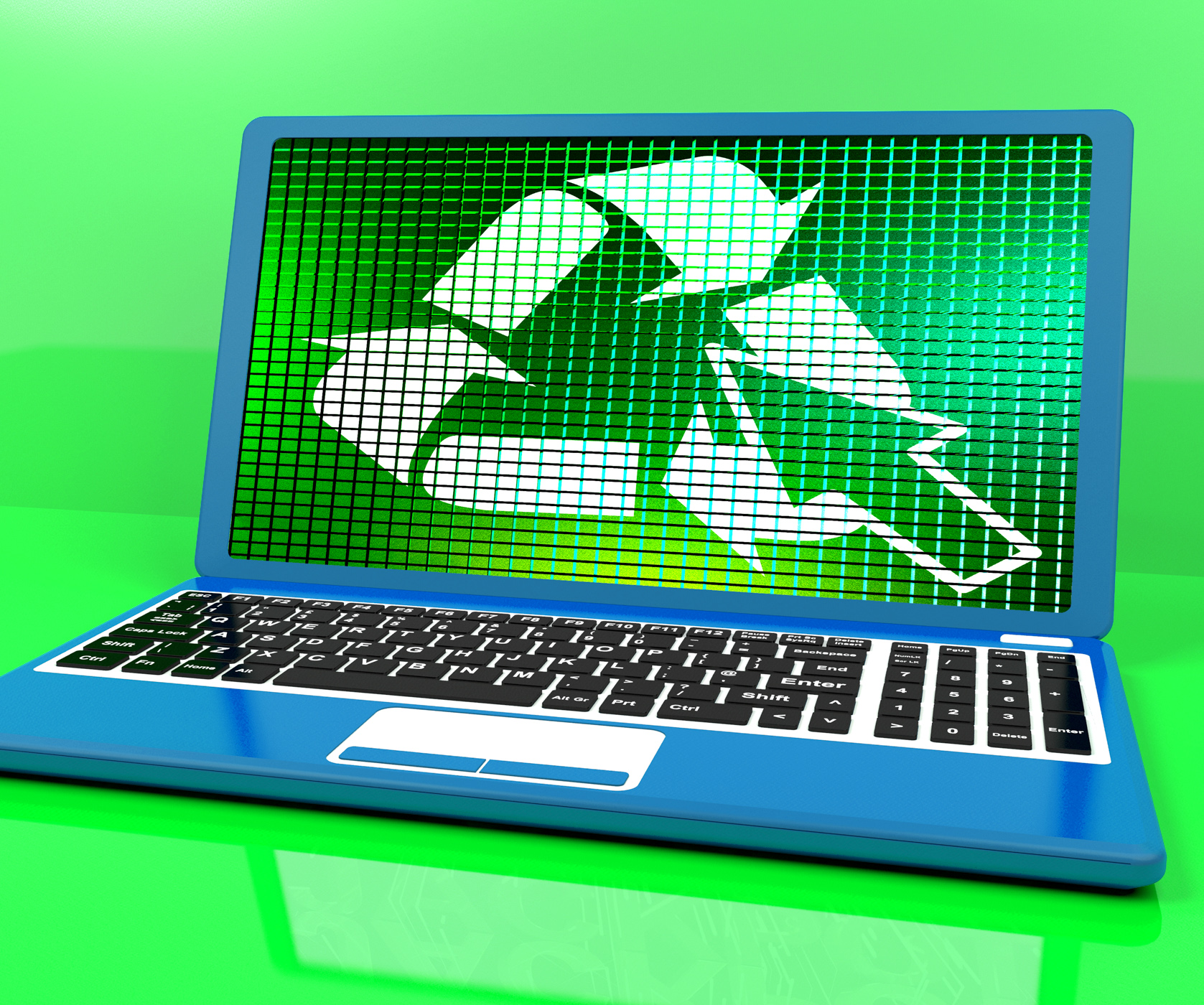 Recycle icon on laptop showing recycling and eco friendly photo