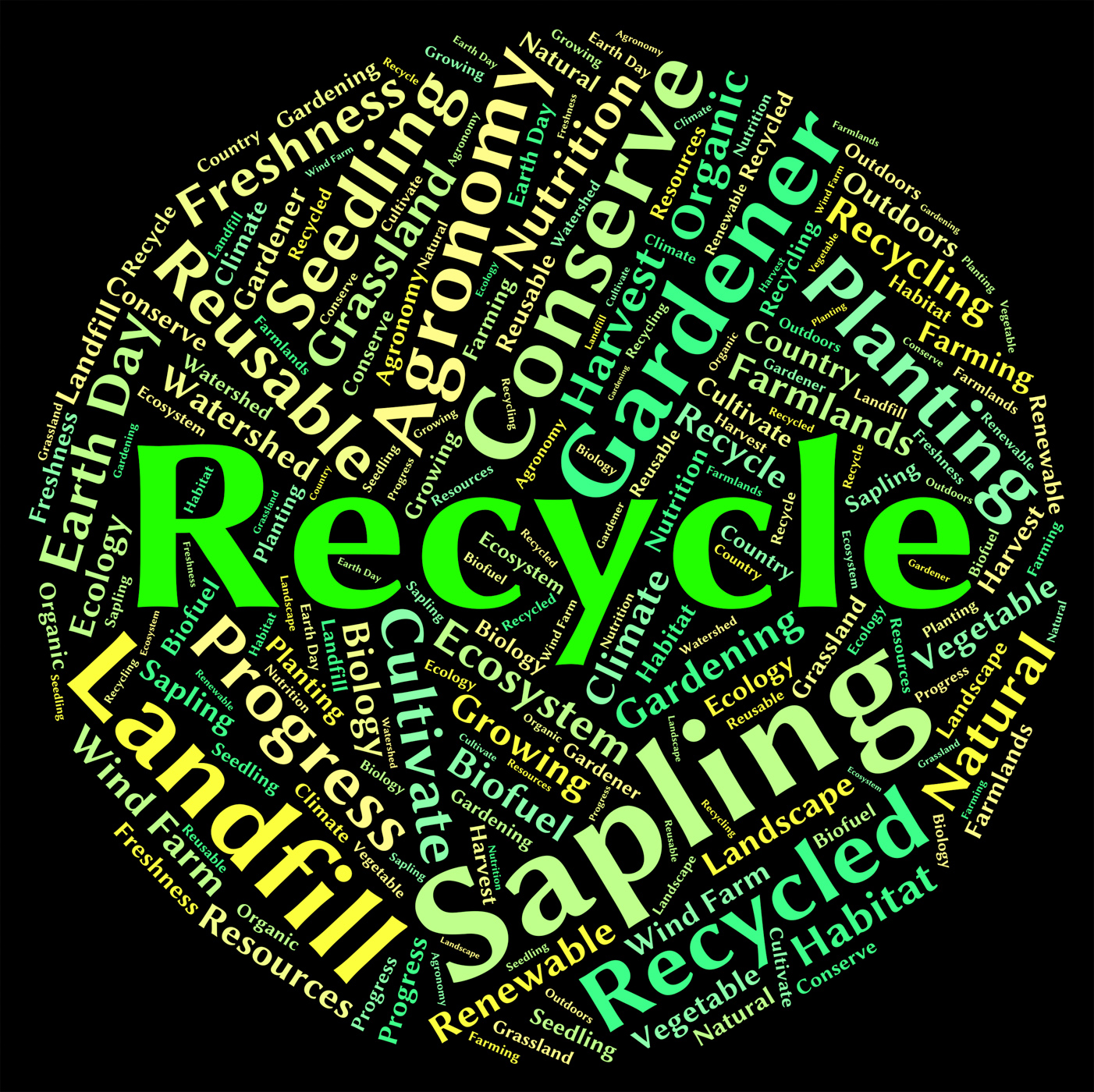 Recycle word shows earth friendly and recyclable photo
