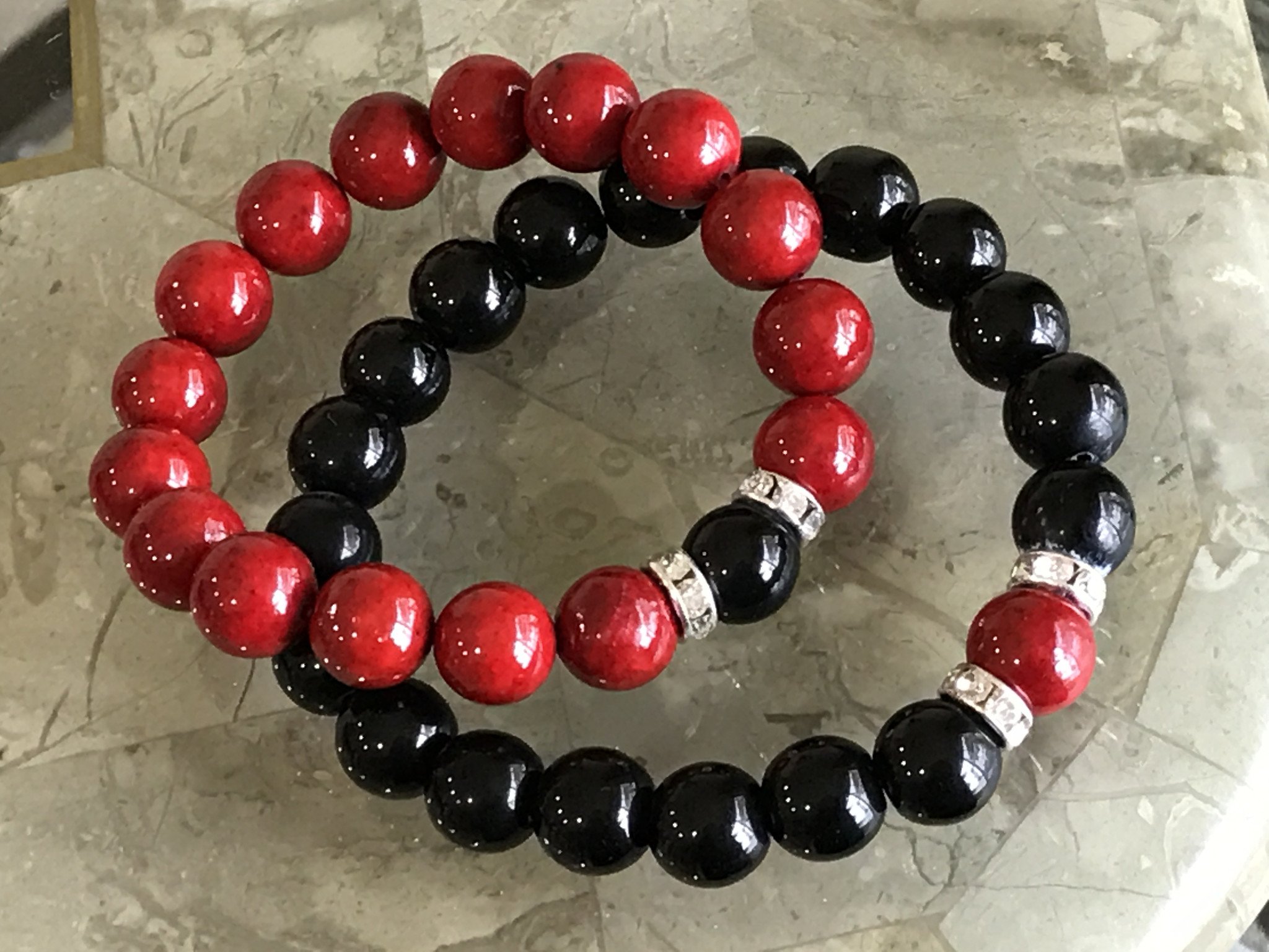 His & Hers Black & Red beads bracelets – Designs By Siri