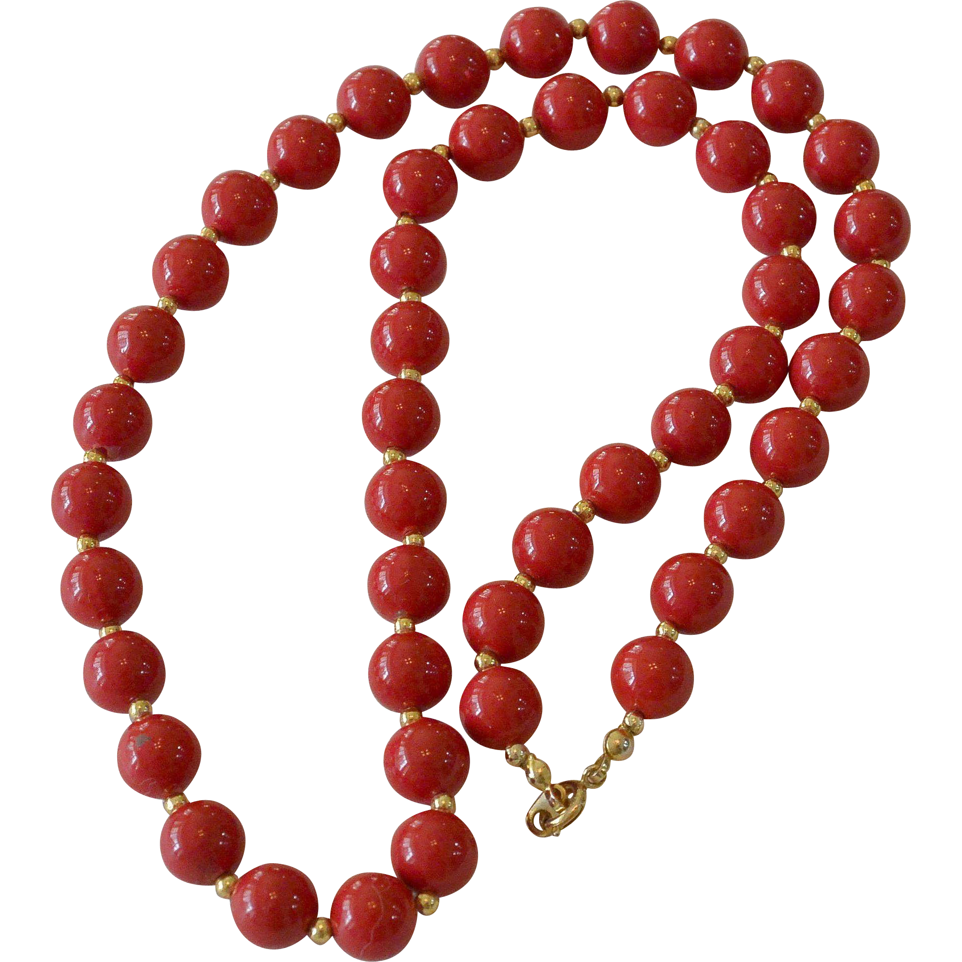 24.0 Inch Red Beads Necklace SOLD | Ruby Lane