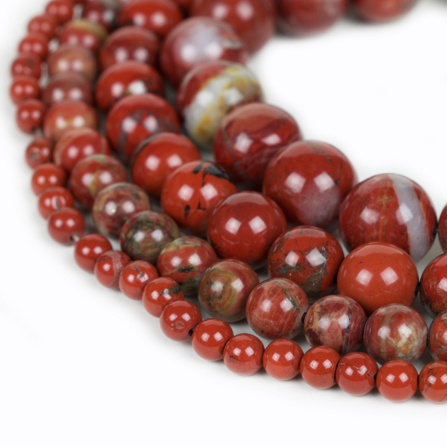 Natural Red Jasper Beads Full 15.5 Strand Natural Round
