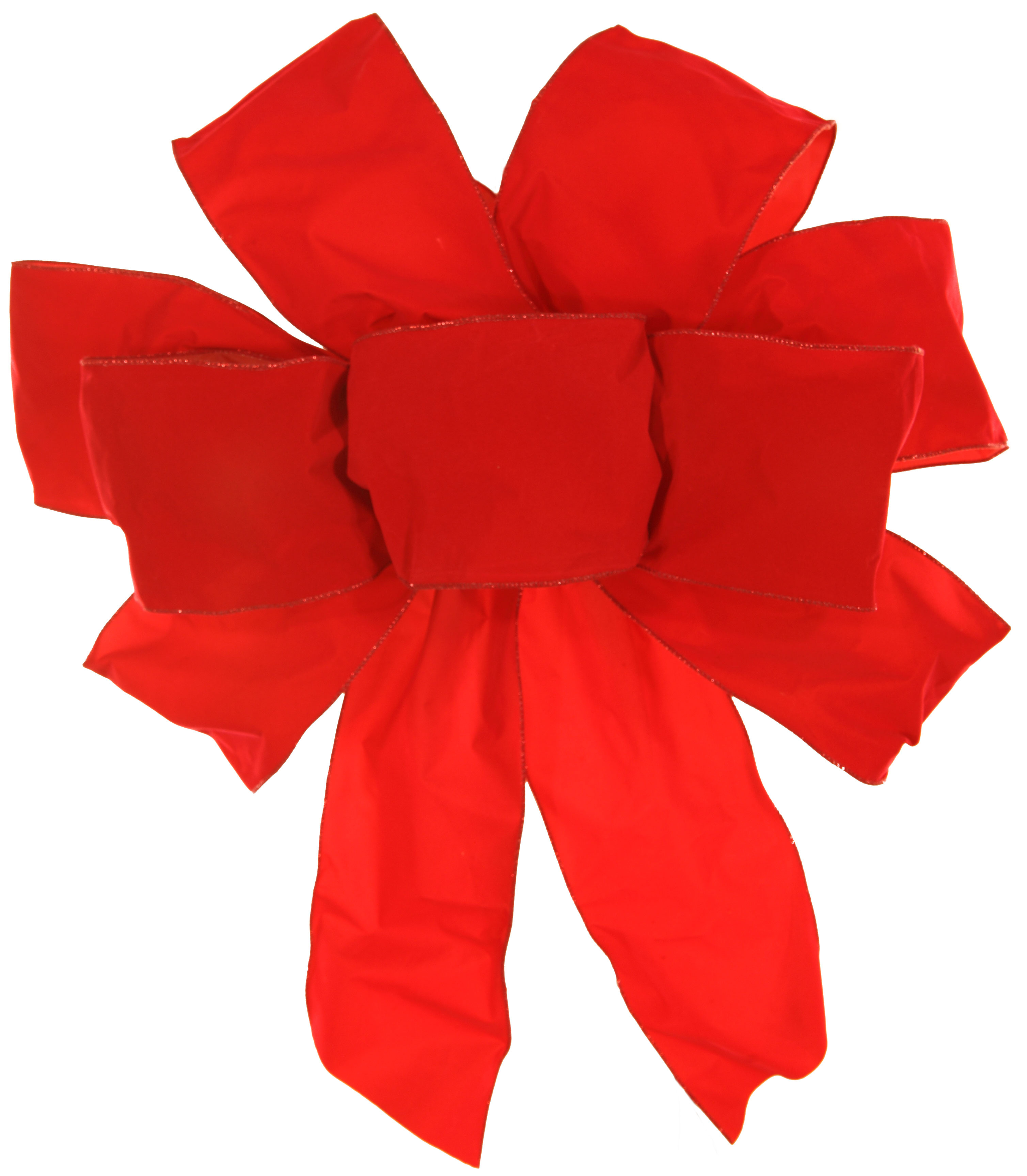 Red Exterior Wire Puff Velvet Christmas Bow