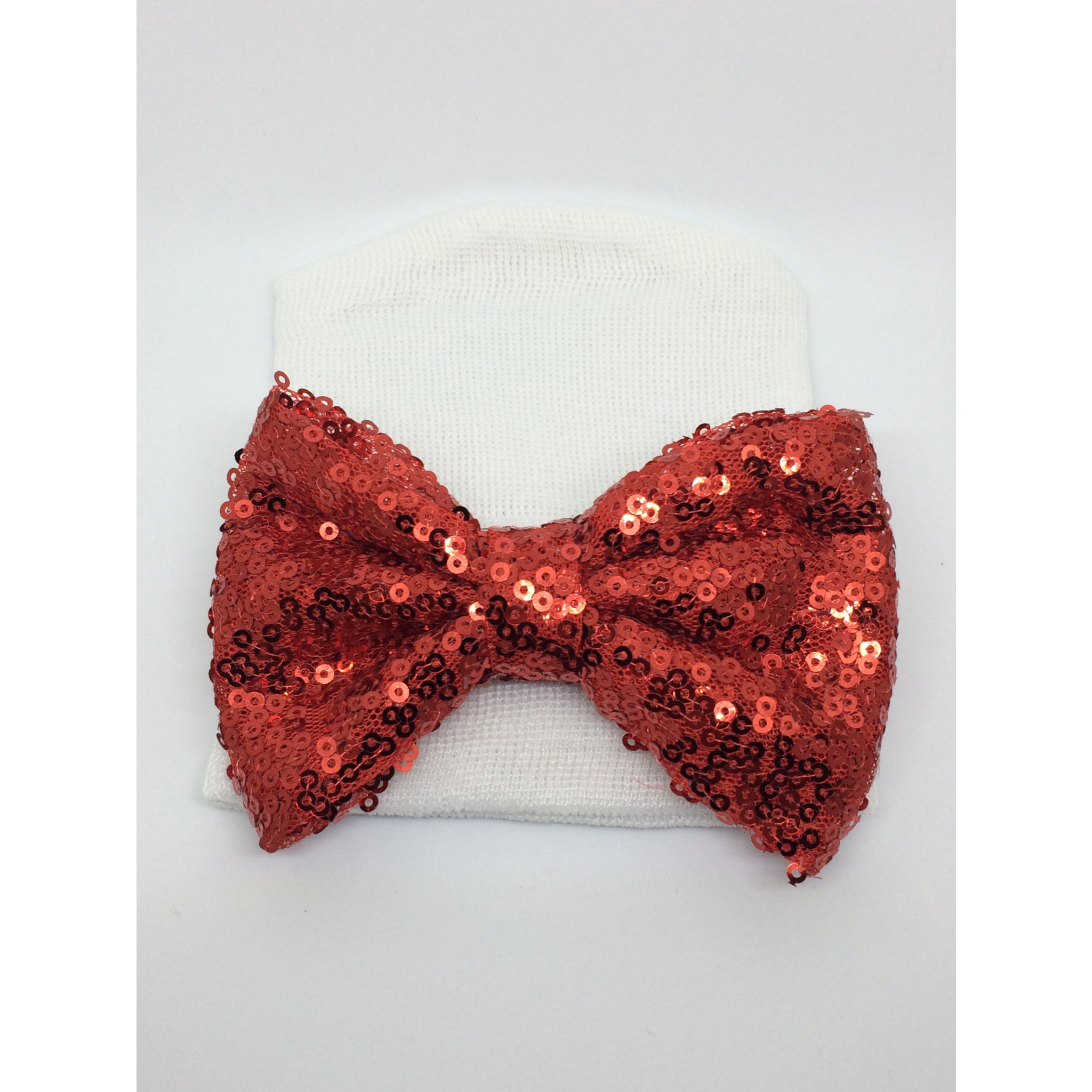 White hat -red bow – BabyGdesigns13