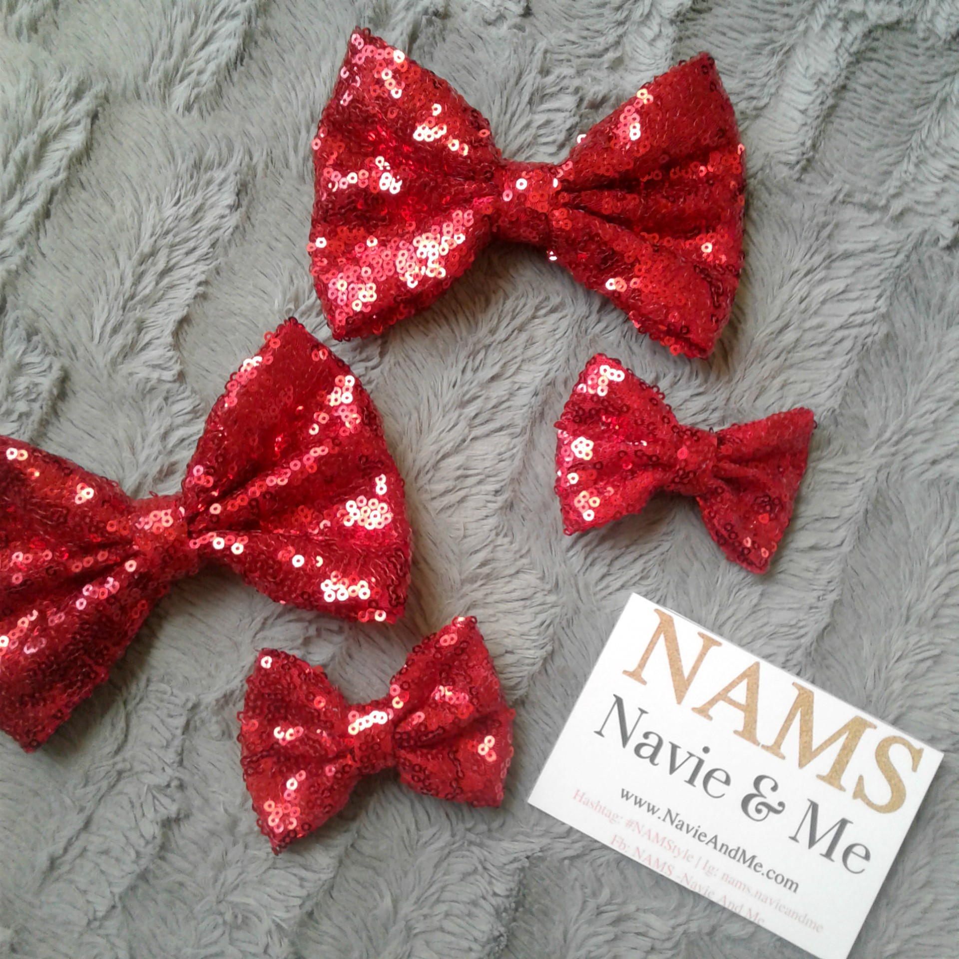 Red Sequin Bow | Big Hair Bow | Red Hair Bow | Sequin Bows - NAMS ...