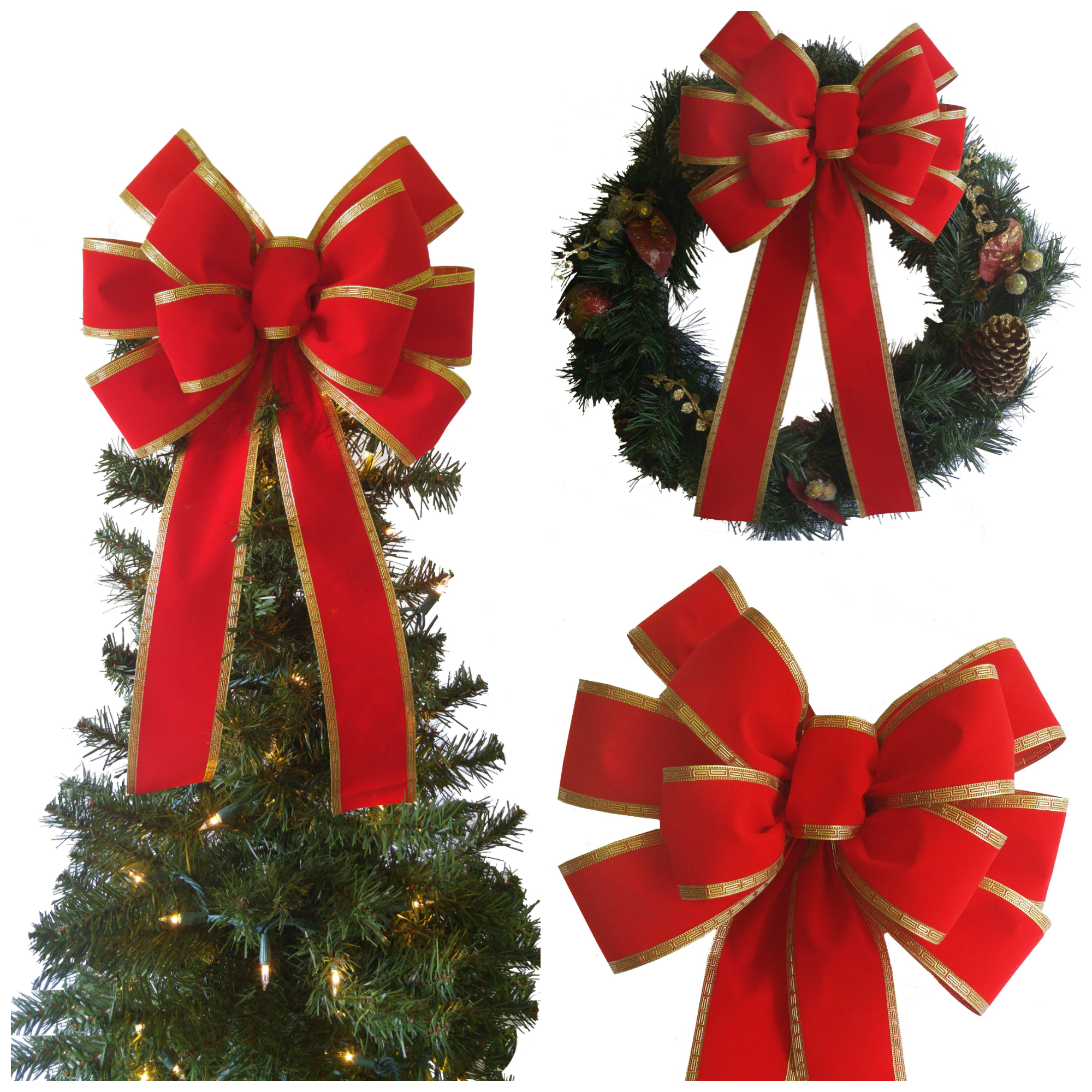 Red Velvet Christmas Wreath Bow - Darling Chic Design