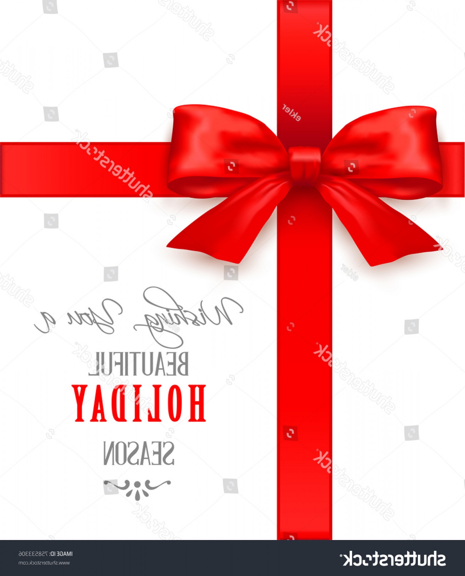 Christmas Greeting Cards Red Bow Vector | SHOPATCLOTH