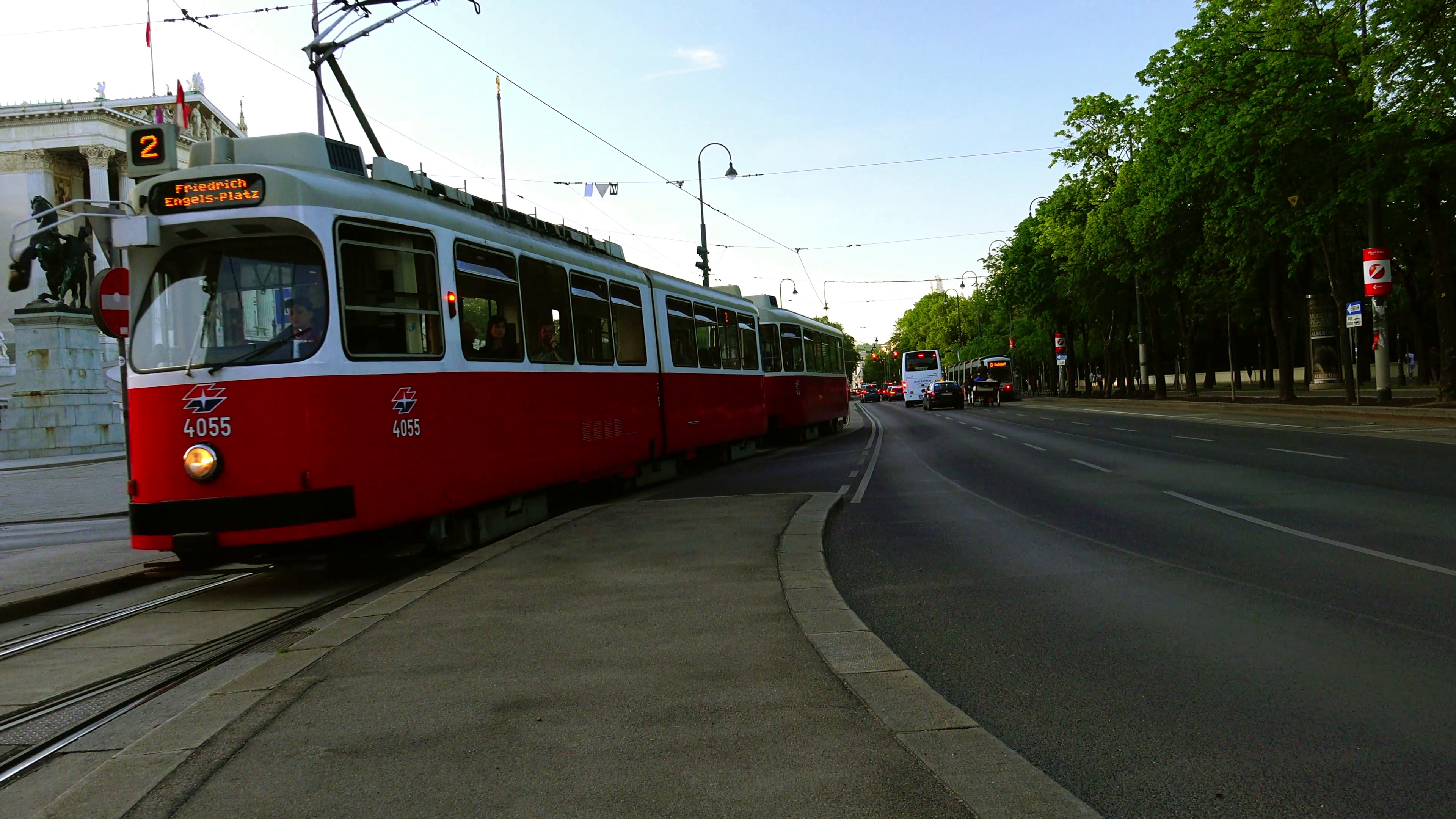 EDITORIAL- Vienna, Austria - April 3, 2015: Old fashioned tram, Red ...