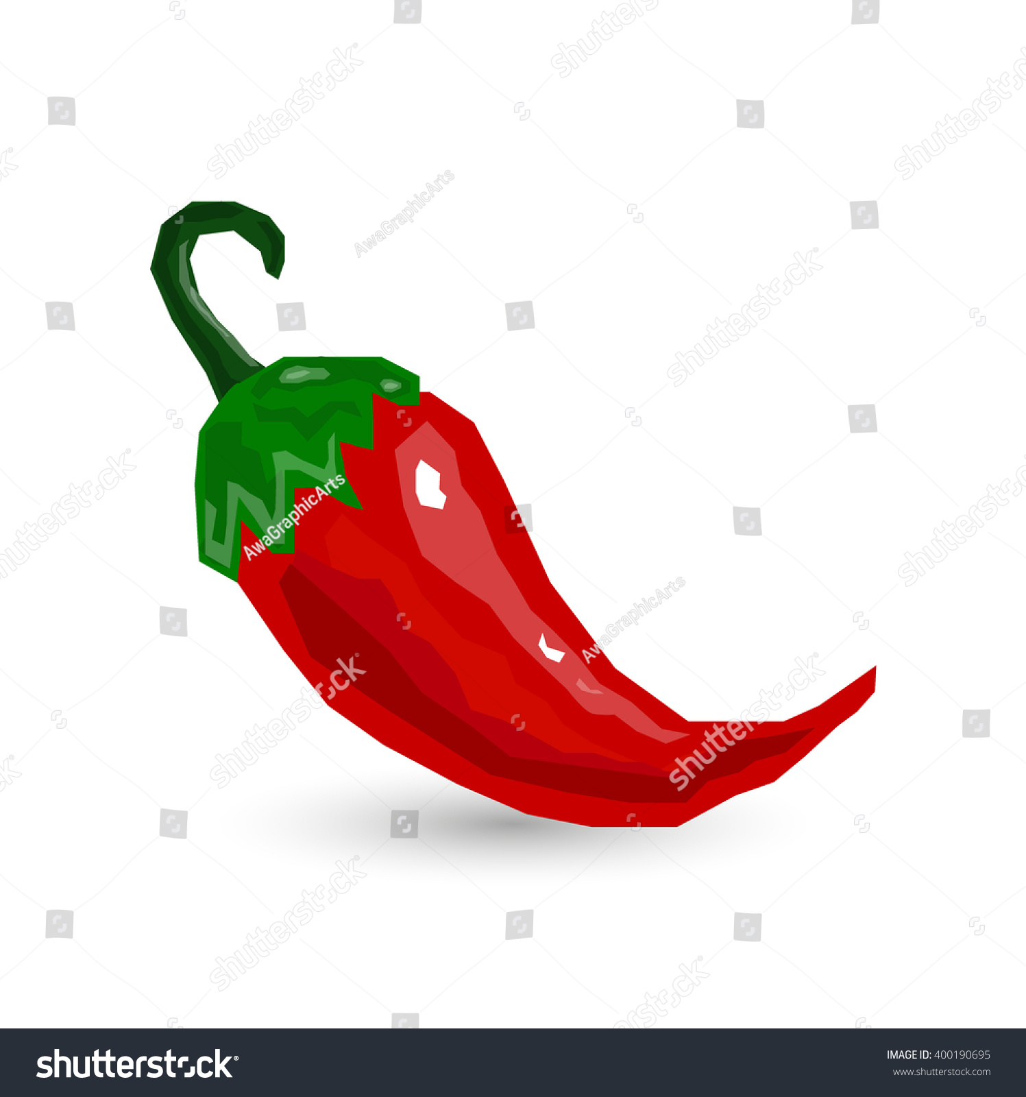 Red Chilli Pepper Isolated On White Stock Vector 400190695 ...
