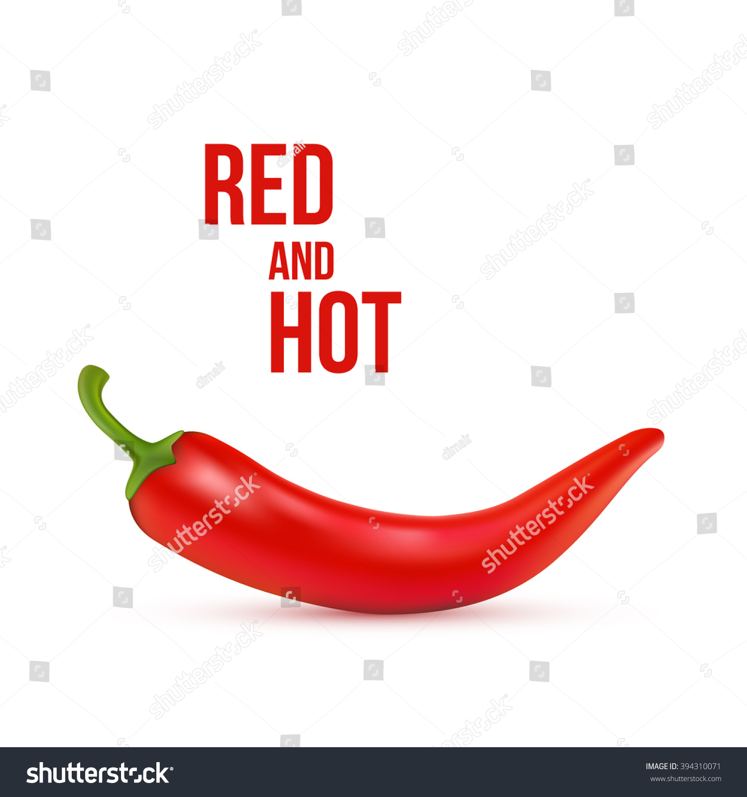 Red Chilli Pepper Isolated On White Stock Vector 394310071 ...