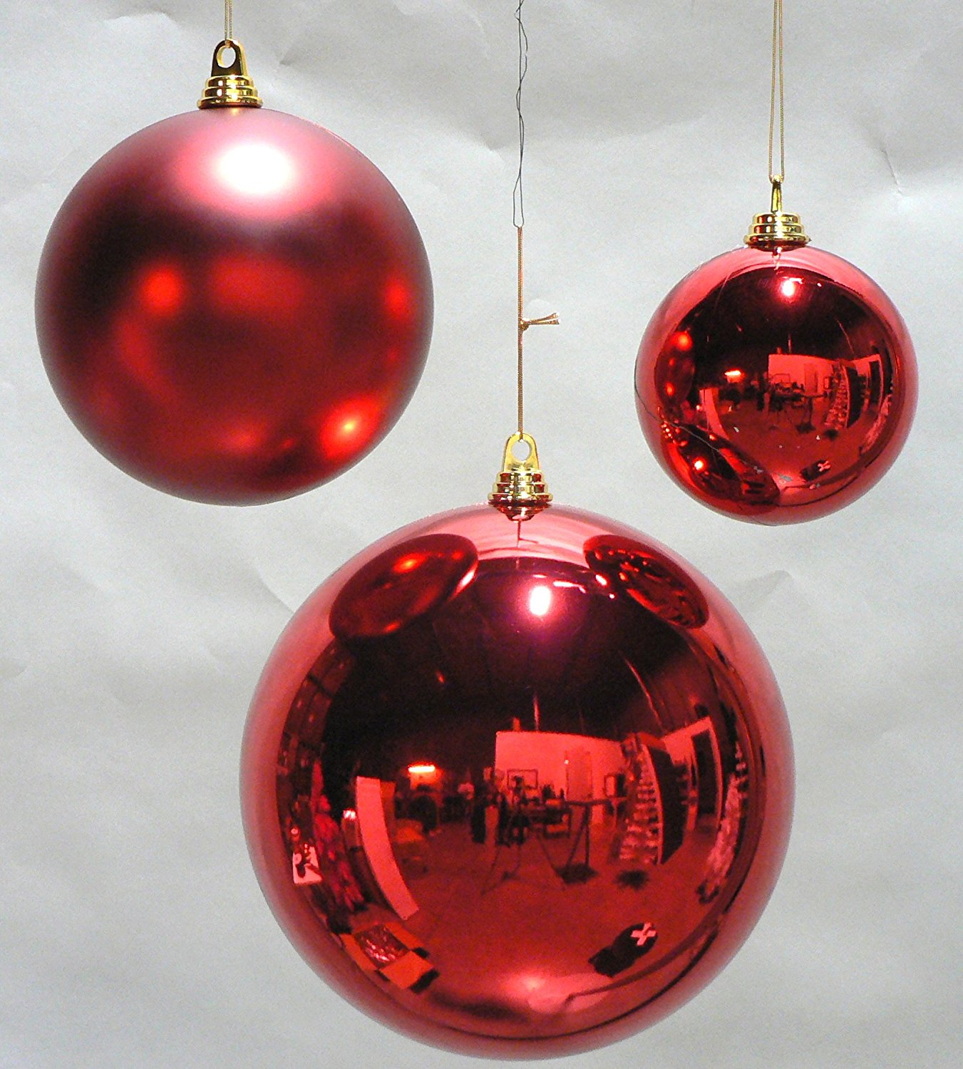 Amazon.com: 2 Large Shiny Red Christmas Ball Ornaments 12inch TWO ...