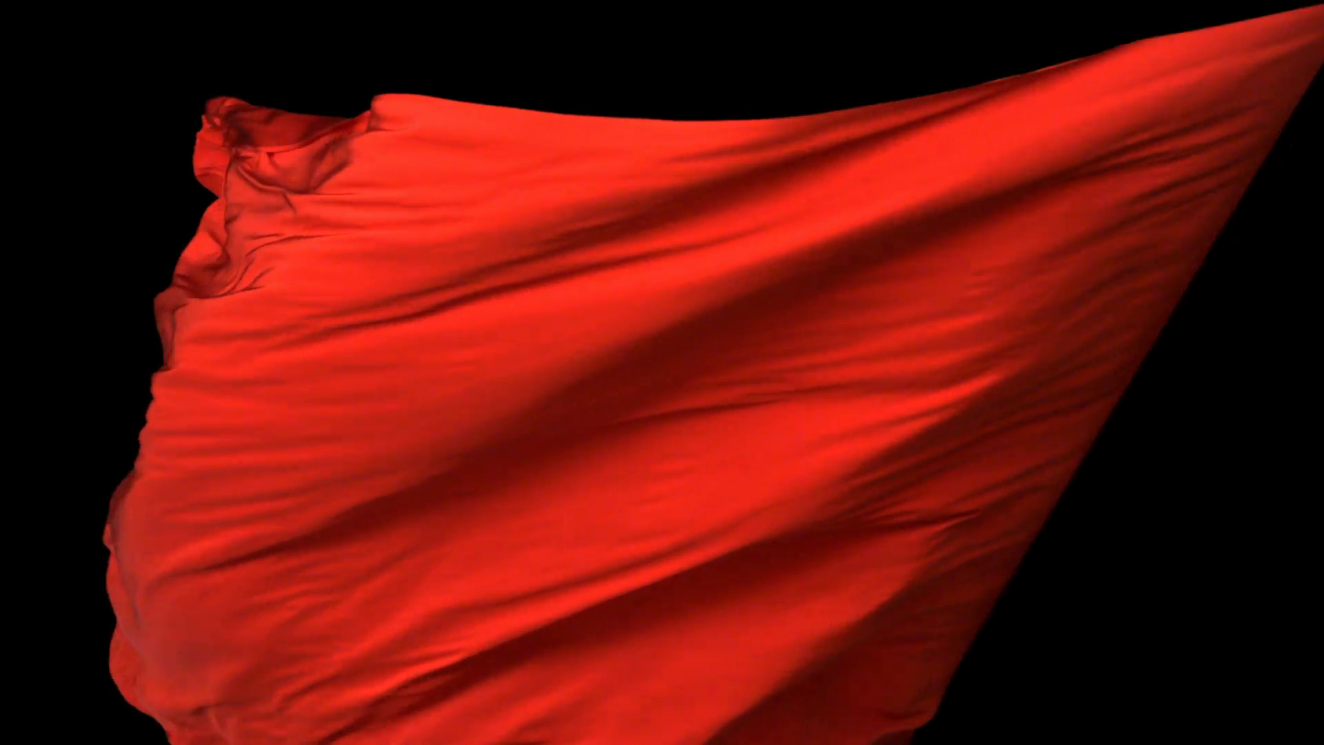Waving red cloth on black background, Slow Motion Stock Video ...