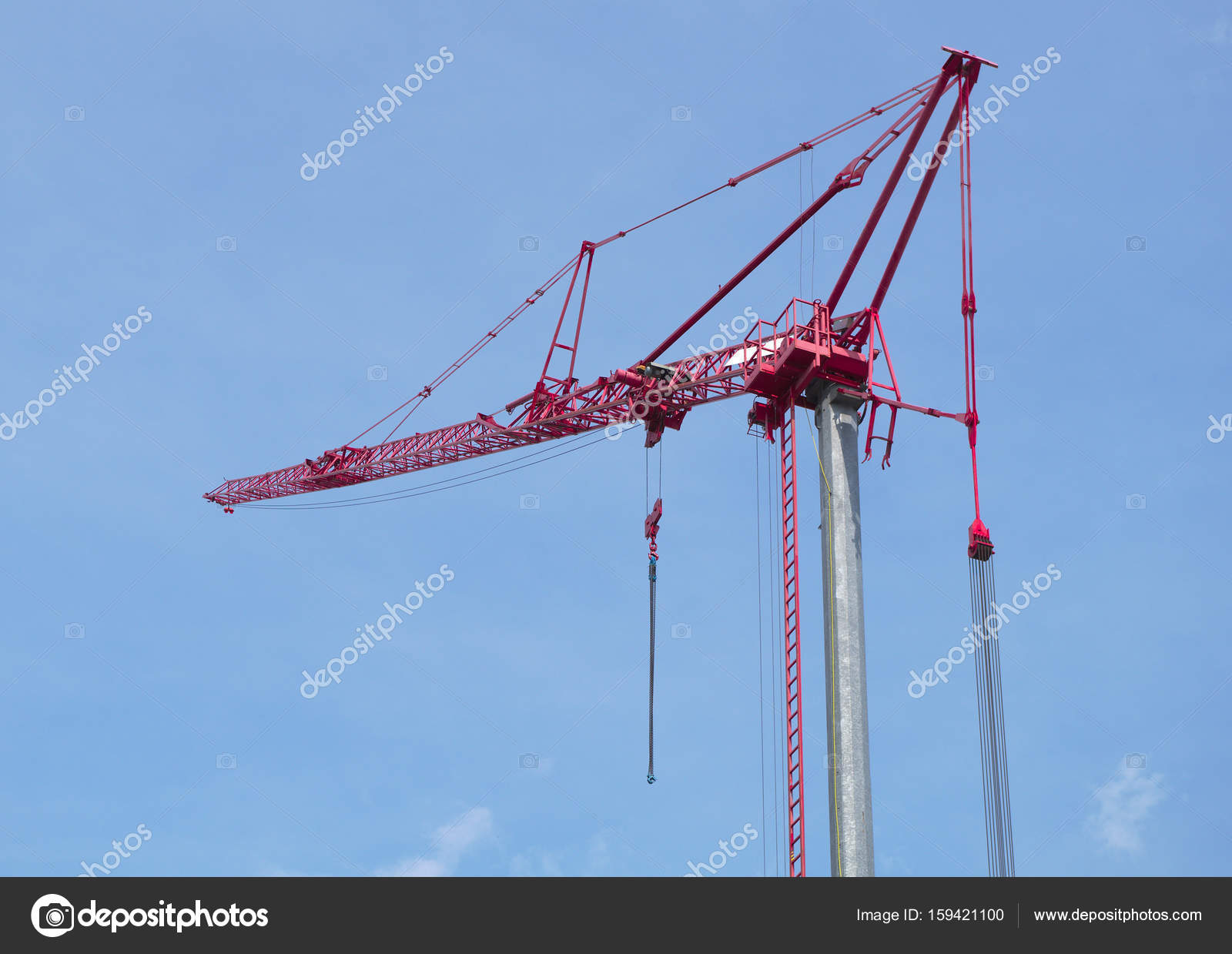 red construction crane on blue sky — Stock Photo © jacquesdurocher ...