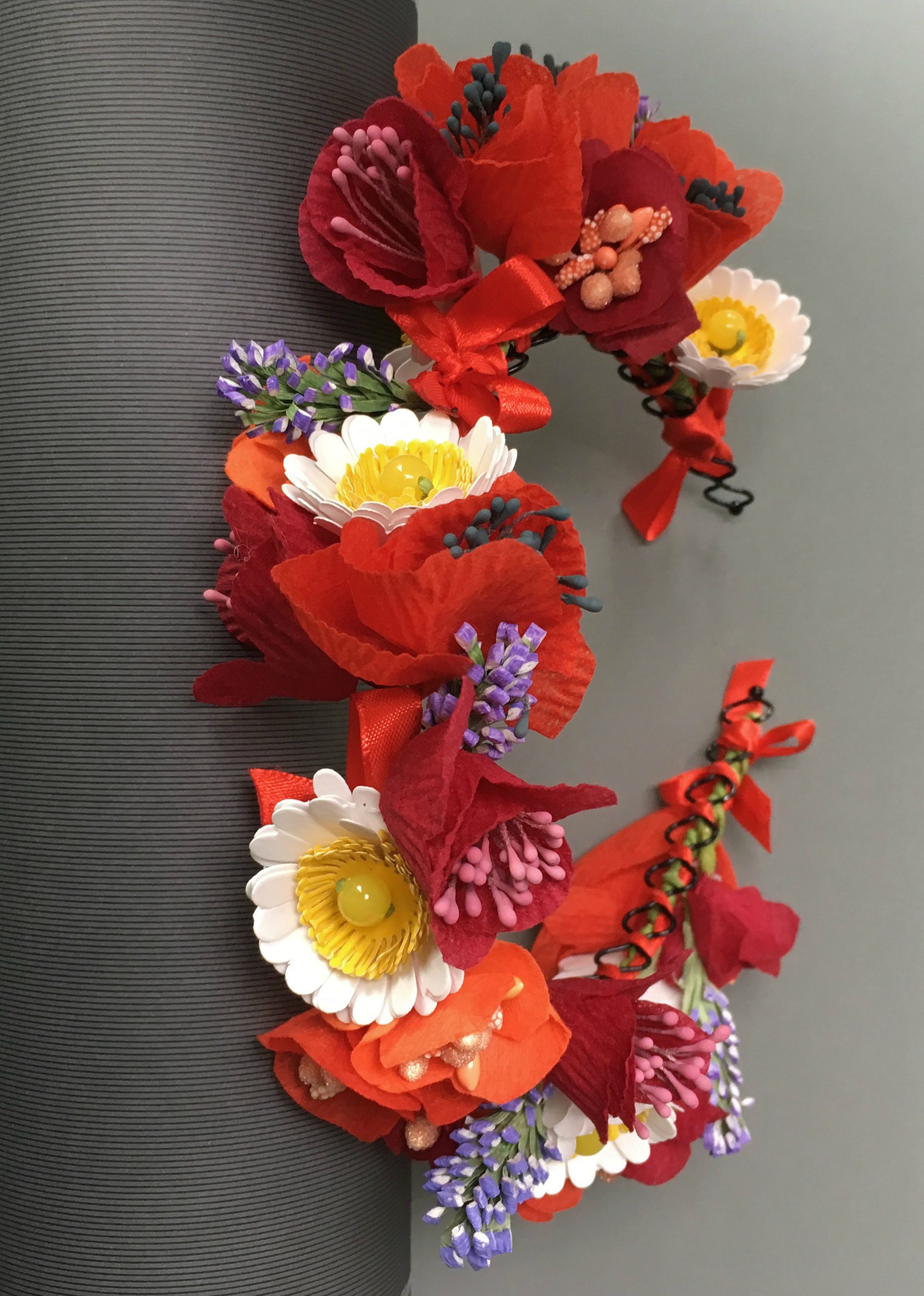 Dia de los Muertos paper flower tiara. Day of the Dead red floral ...