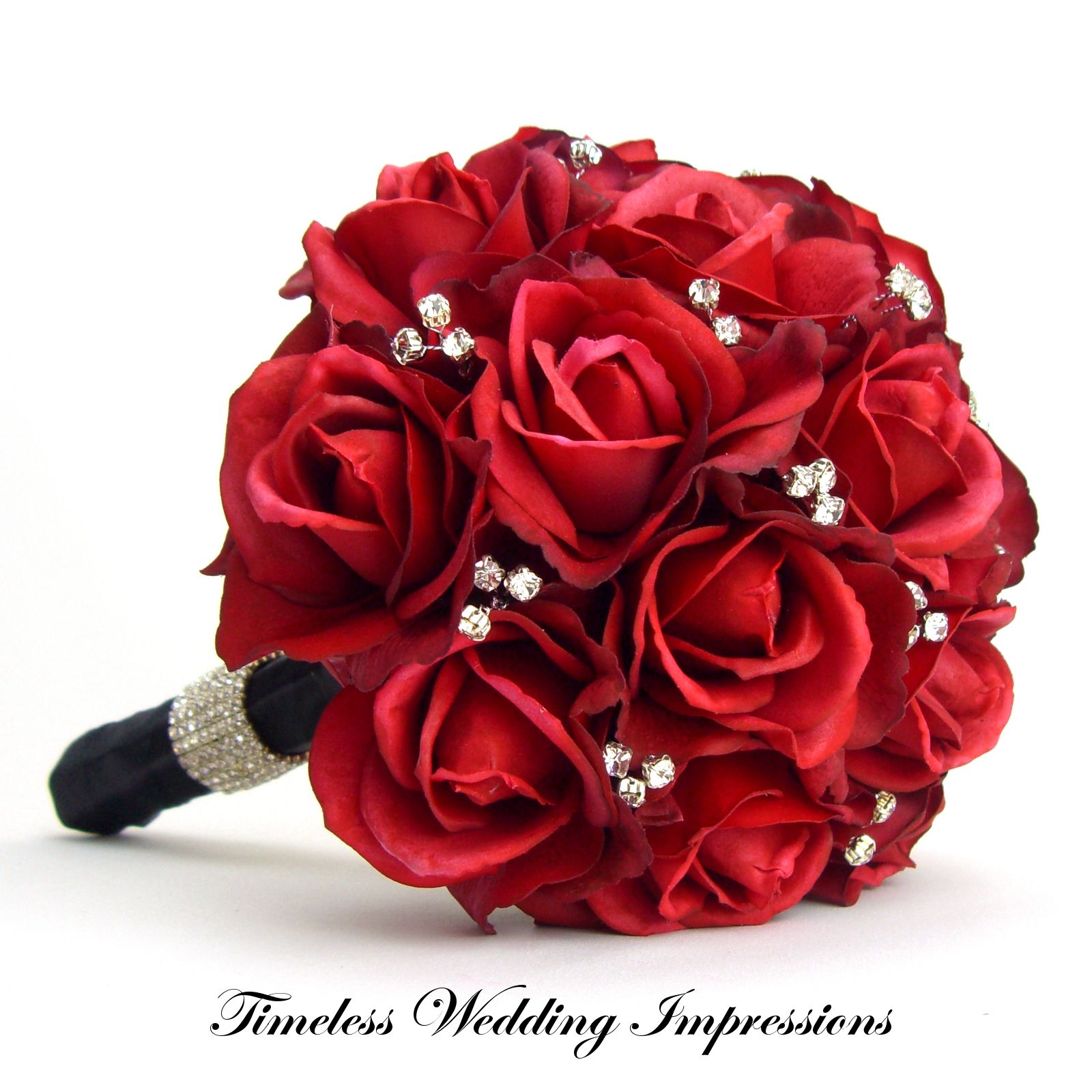 red wedding bouquets | red rose bridal bouquet real touch bling silk ...
