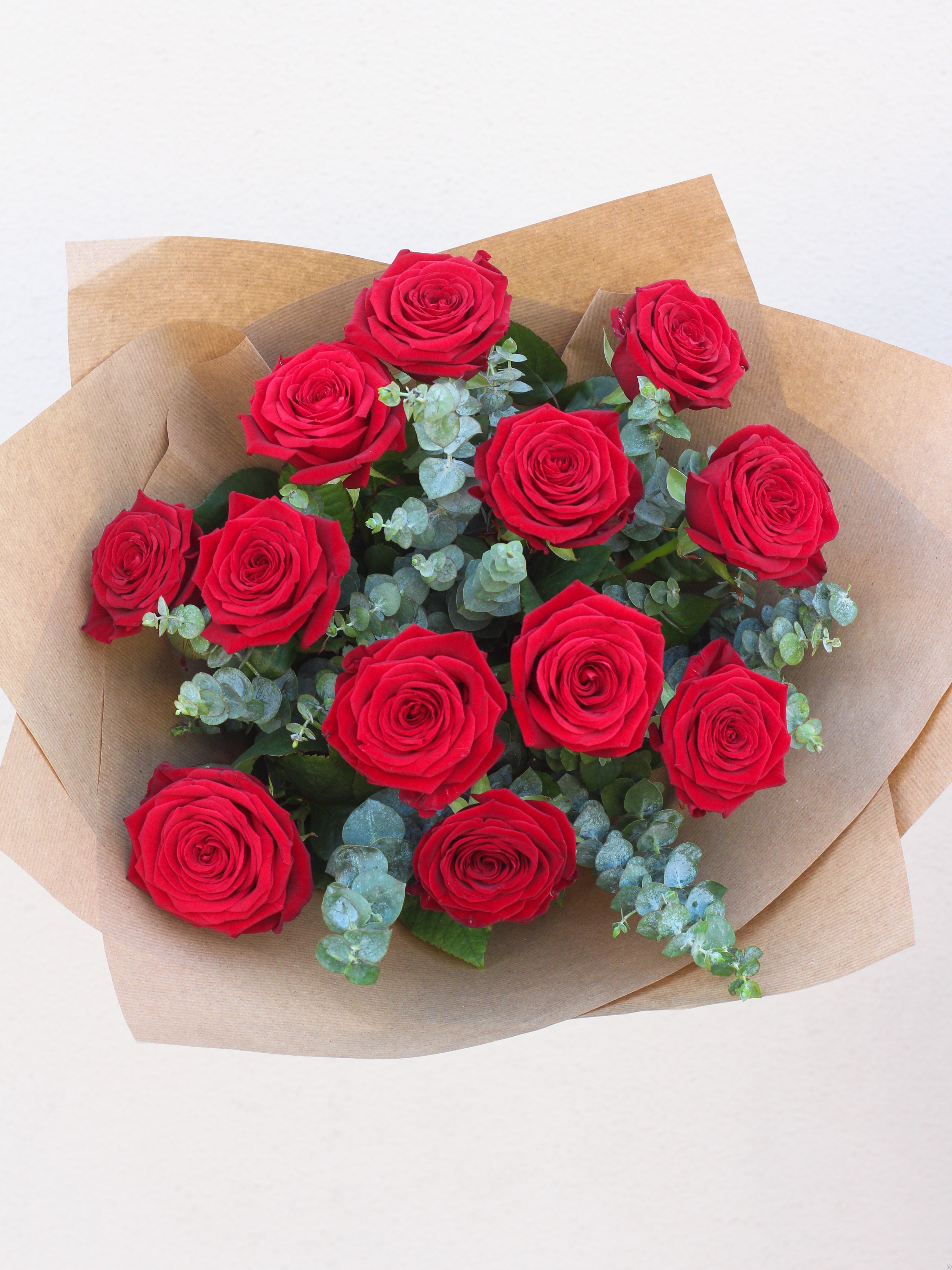 12 Red Rose Hand-tied - Red Flowers