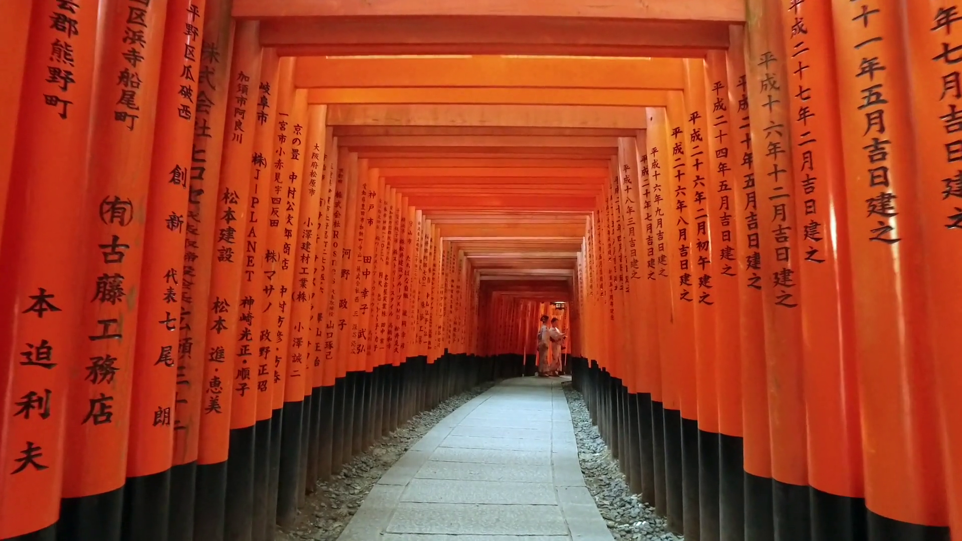 Walk through the red gate of shinto shrine in Kyoto, Japan Stock ...