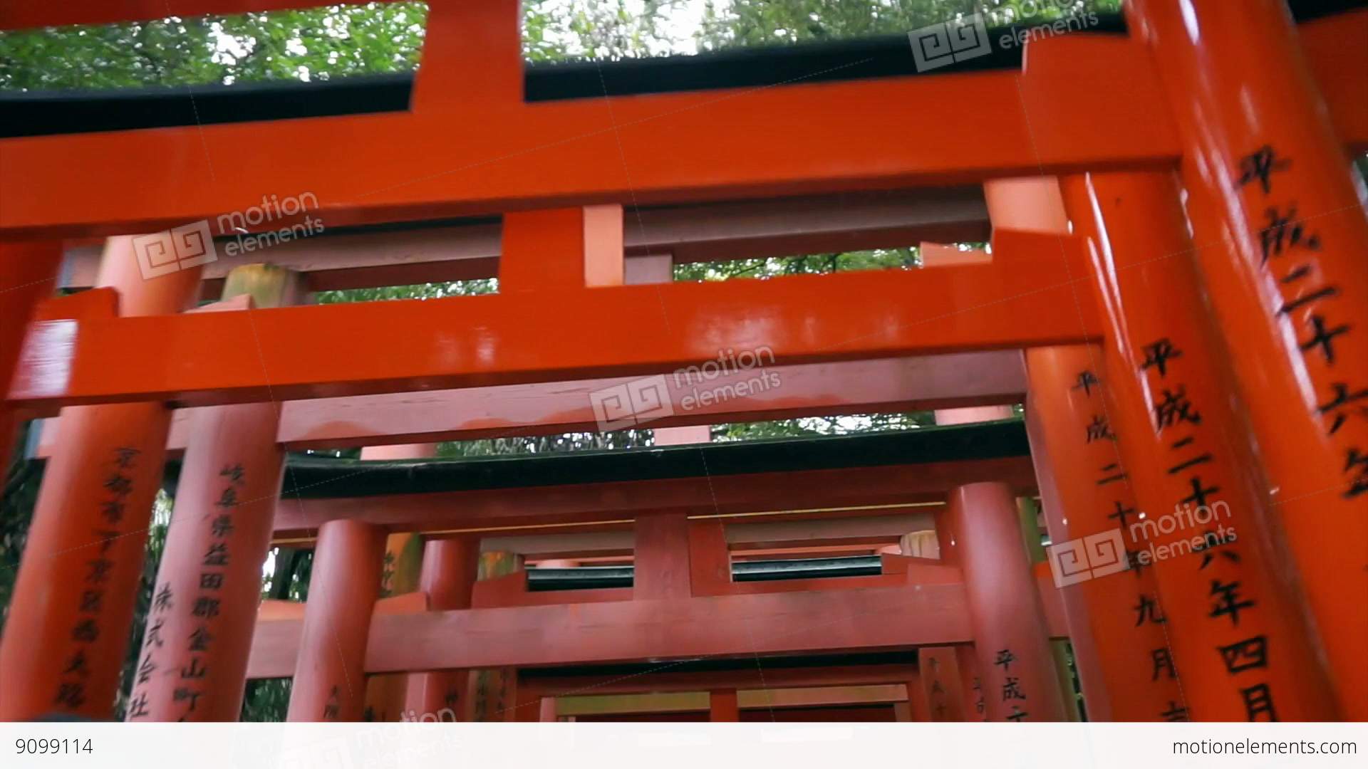 Red Gate Tori At Fushimi Inari Temple Shrine In Kyoto, Japan Stock ...