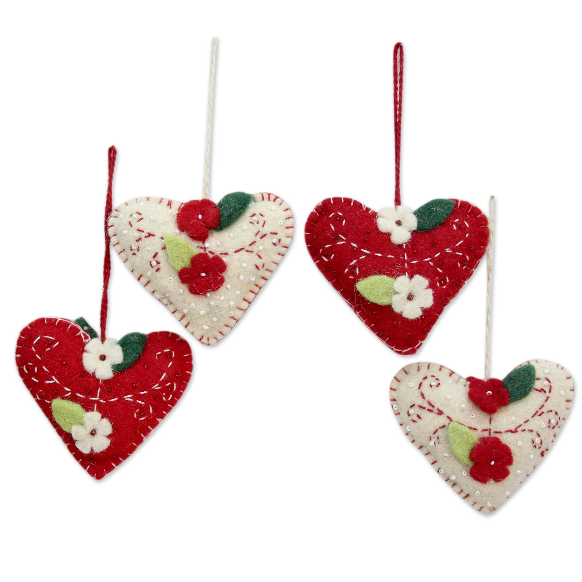 Felt Heart Ornament | Color red, Heart ornament and Pouches