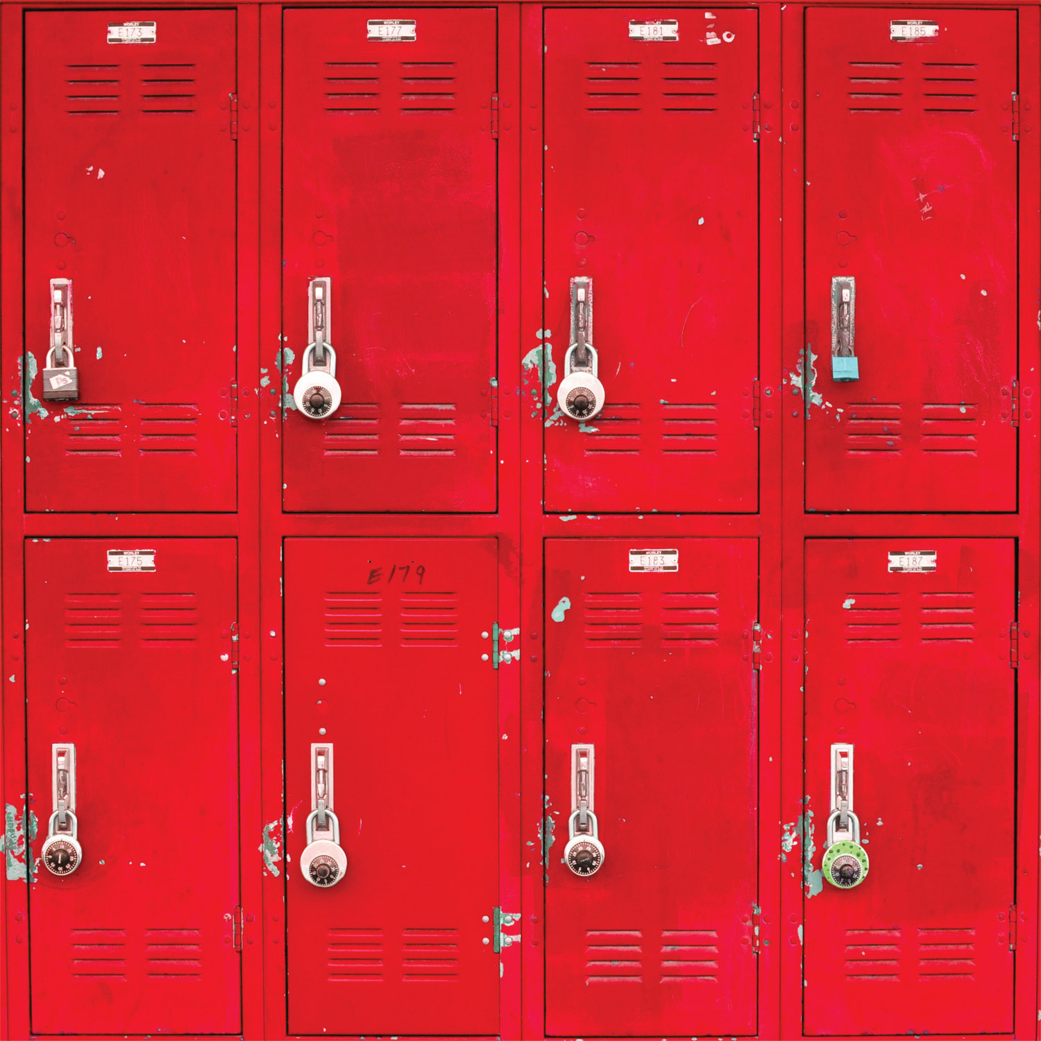 Red Lockers Vinyl Photography Backdrop Photo Prop