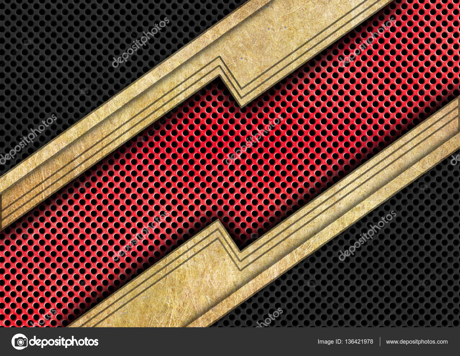 Gold metallic surface with red and black grid — Stock Photo ...