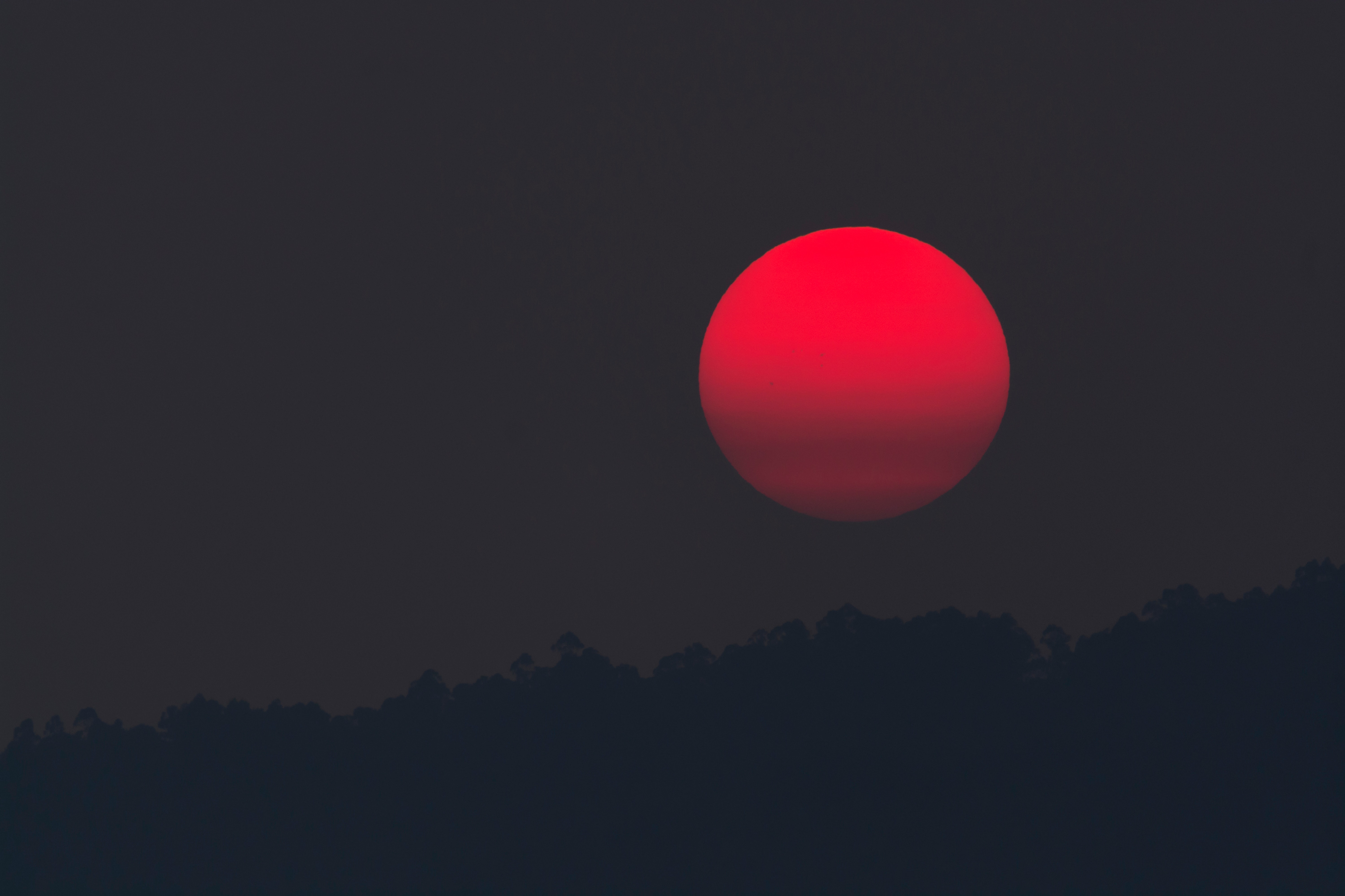 Red Moon during Night Time, Big, Black, Circle, Colors, HQ Photo
