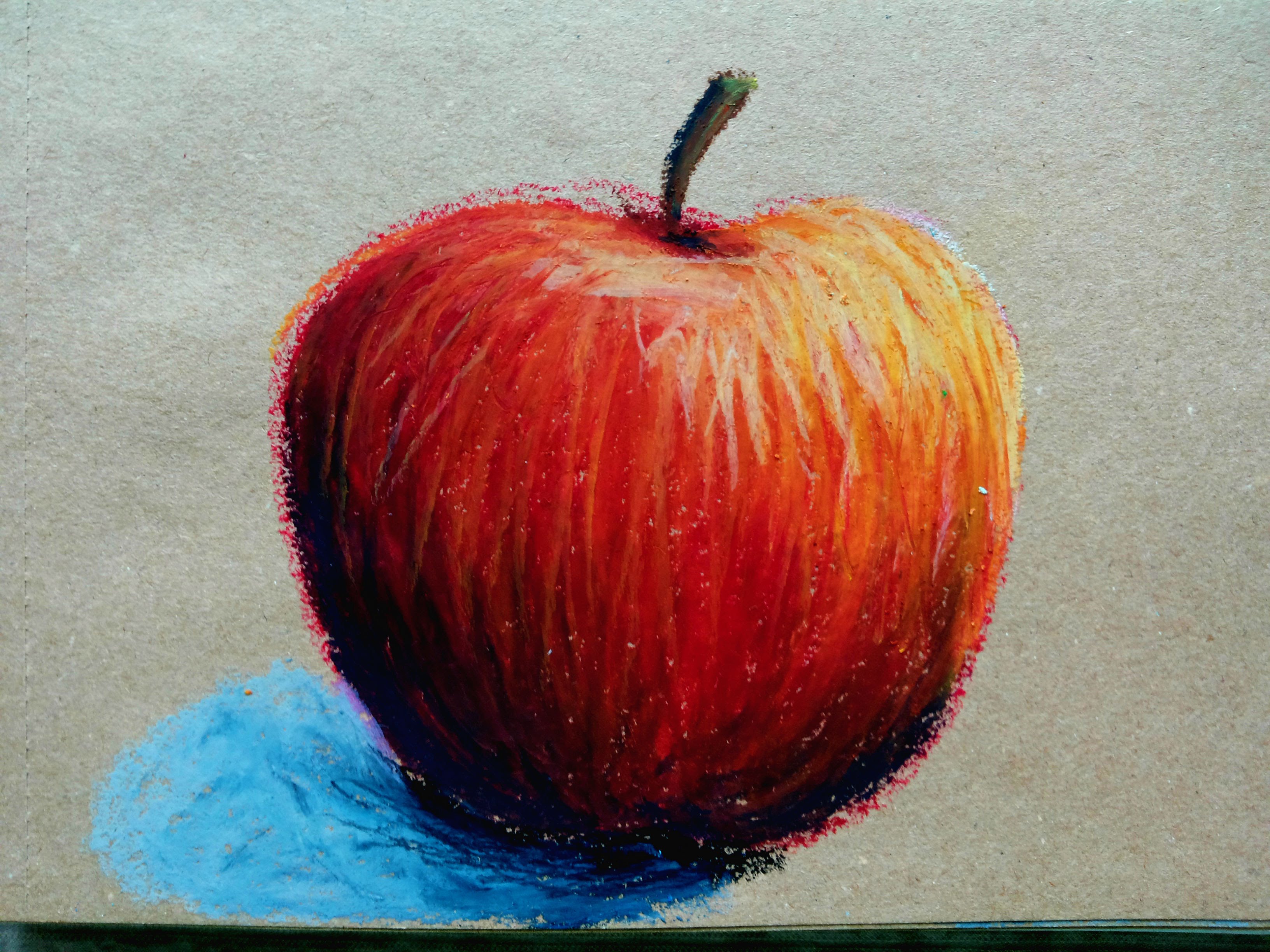 How to draw an apple with oil pastels - YouTube