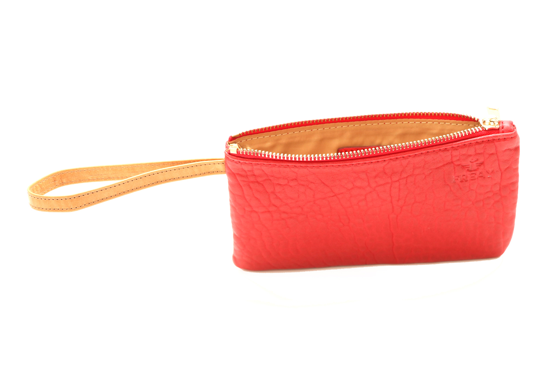 Red Pebble Leather Wristlet - FREAY