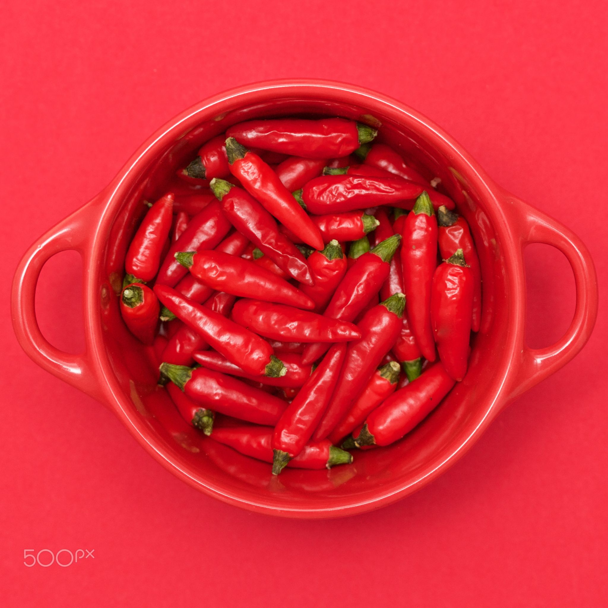 Red cubed 6 - Red peppers in a red bowl on a red background. | FOOD ...