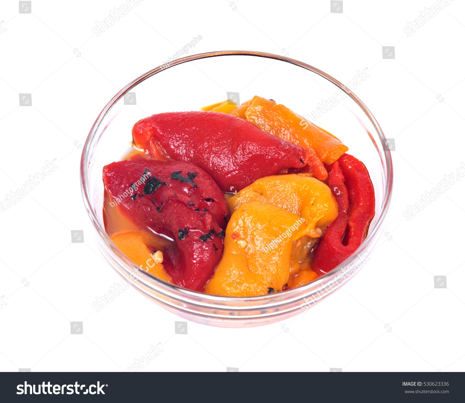Fire Roasted Yellow Red Peppers Bowl Stock Photo (Royalty Free ...