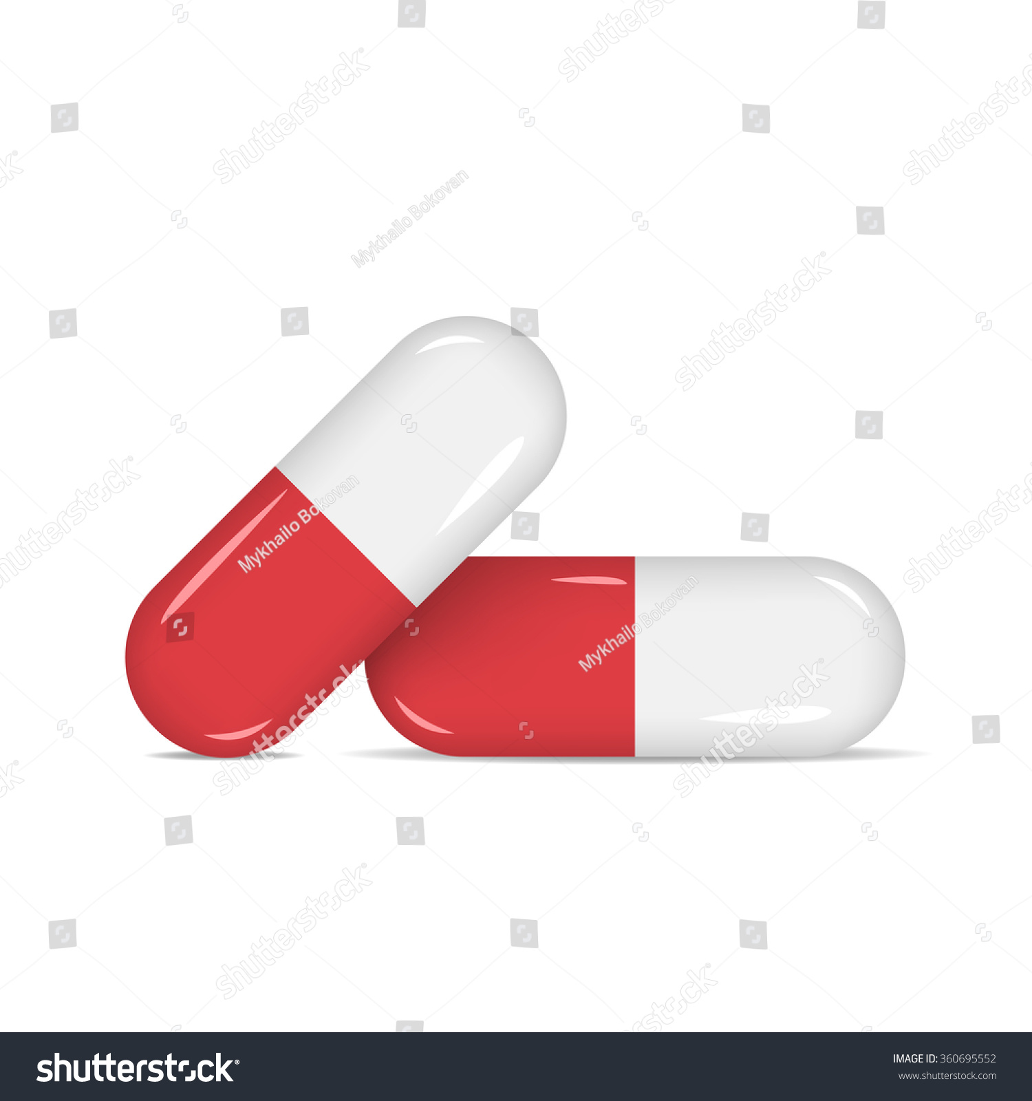 Red Pills Isolated On White Background Stock Vector 360695552 ...