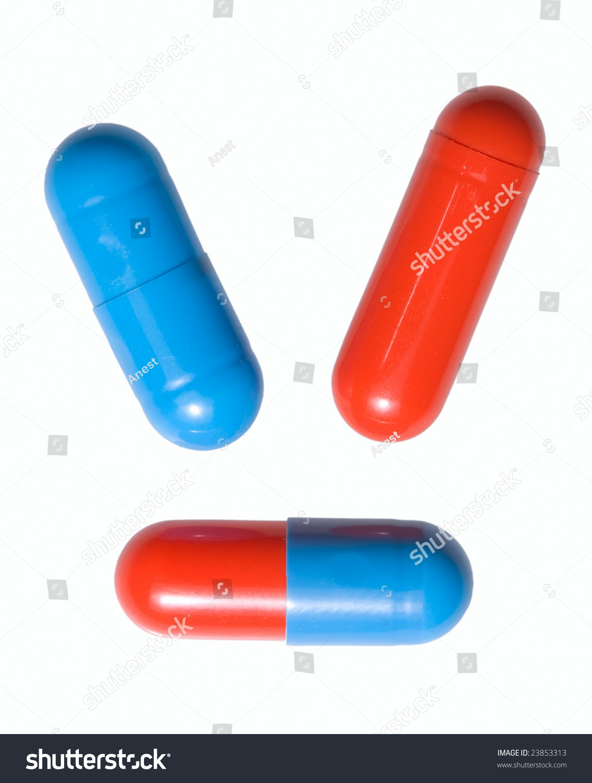 Closeup Blue Red Pills On White Stock Photo (Royalty Free) 23853313 ...