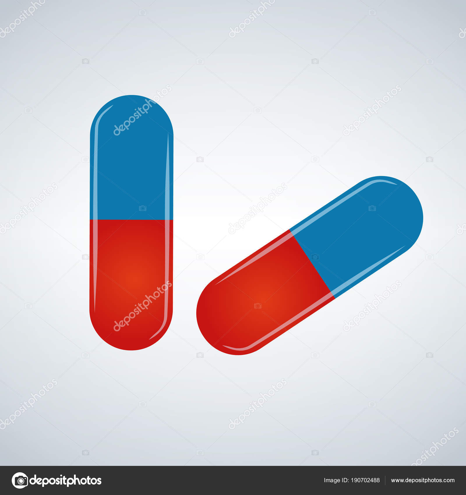 Blue and red pills. Vector illustration isolated on white background ...