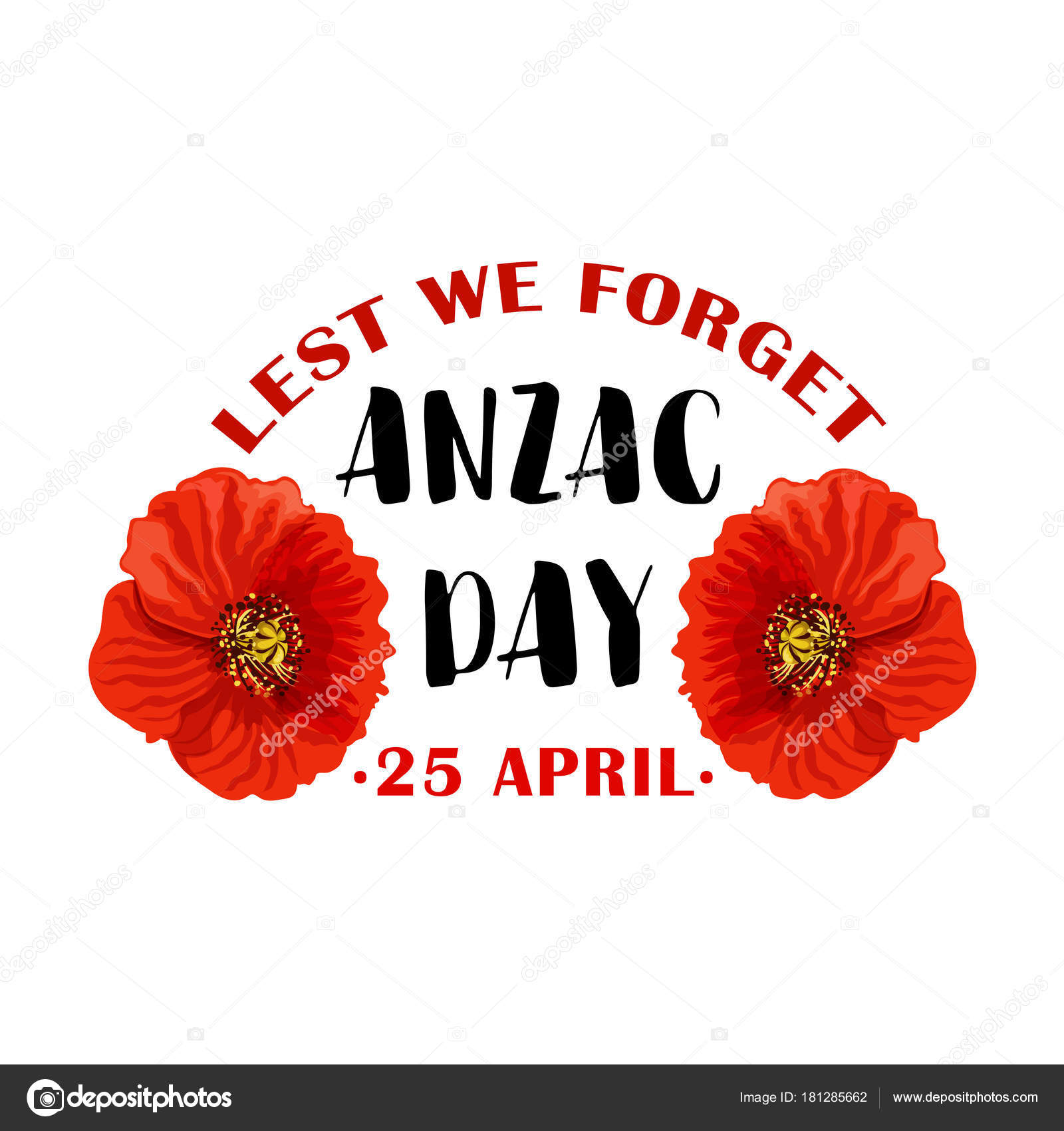 Red poppy flower symbol of Anzac Remembrance Day — Stock Vector ...