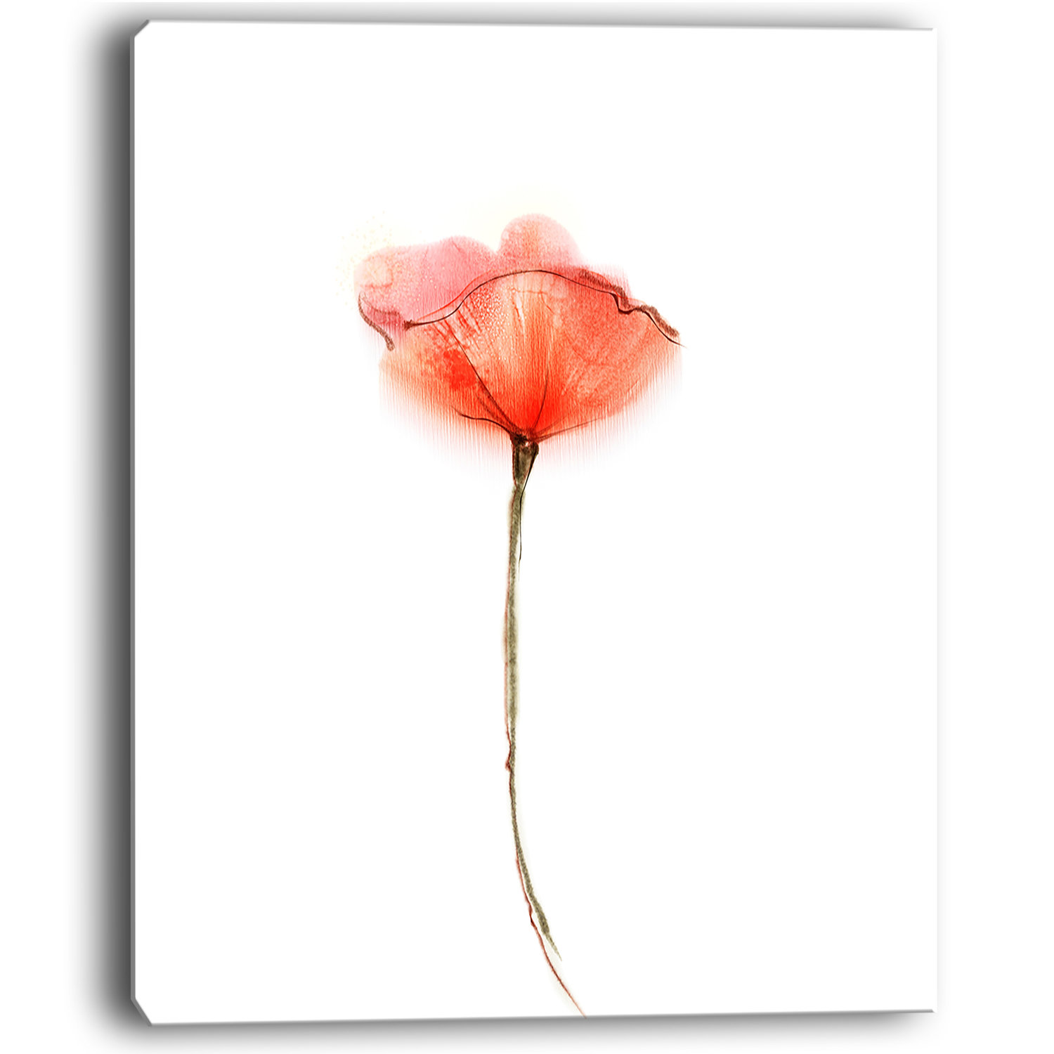DesignArt Watercolor Large Red Poppy Flower Painting Print on ...