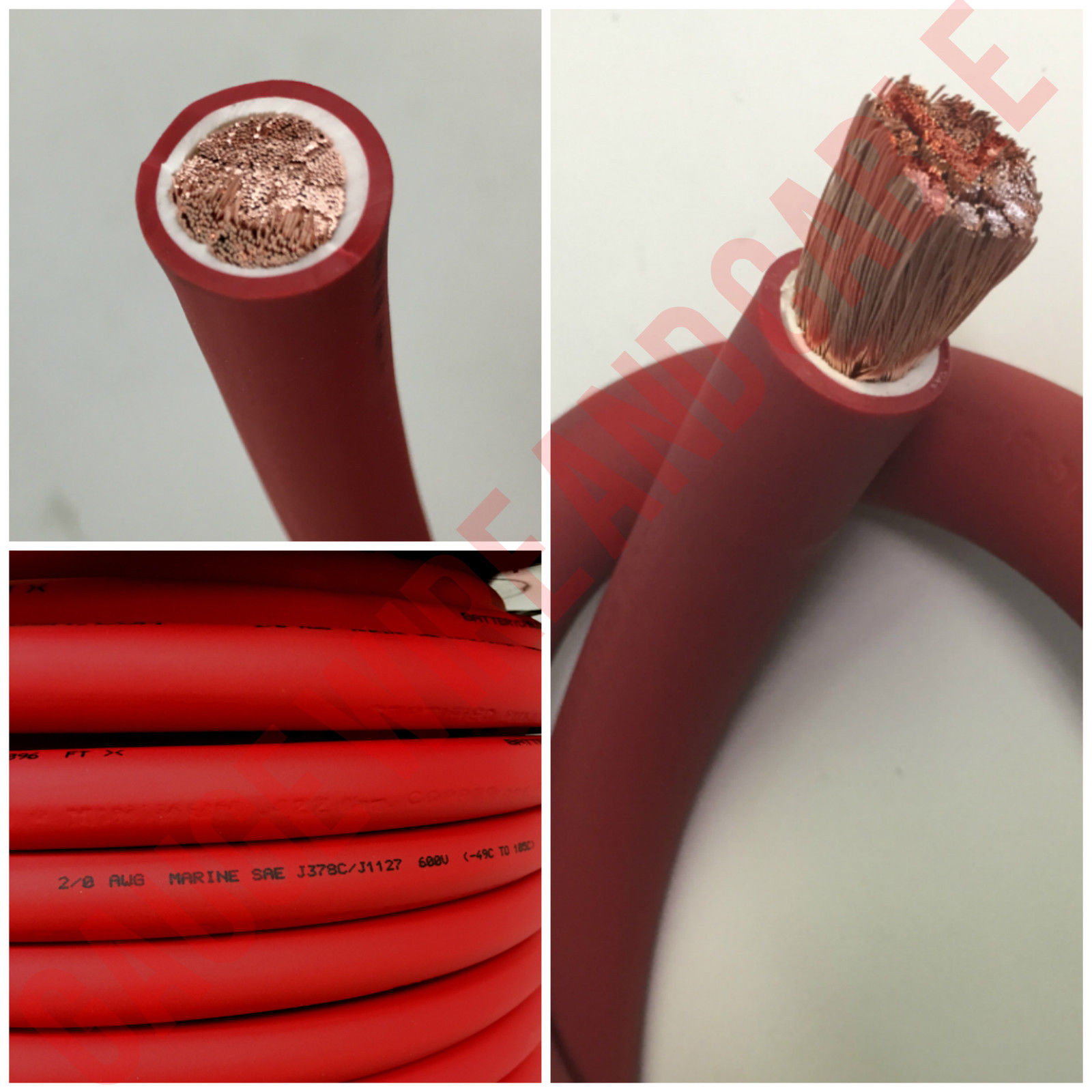 2/0 AWG 00 Gauge Battery Cable Red Premium Pure Copper Power Wire ...