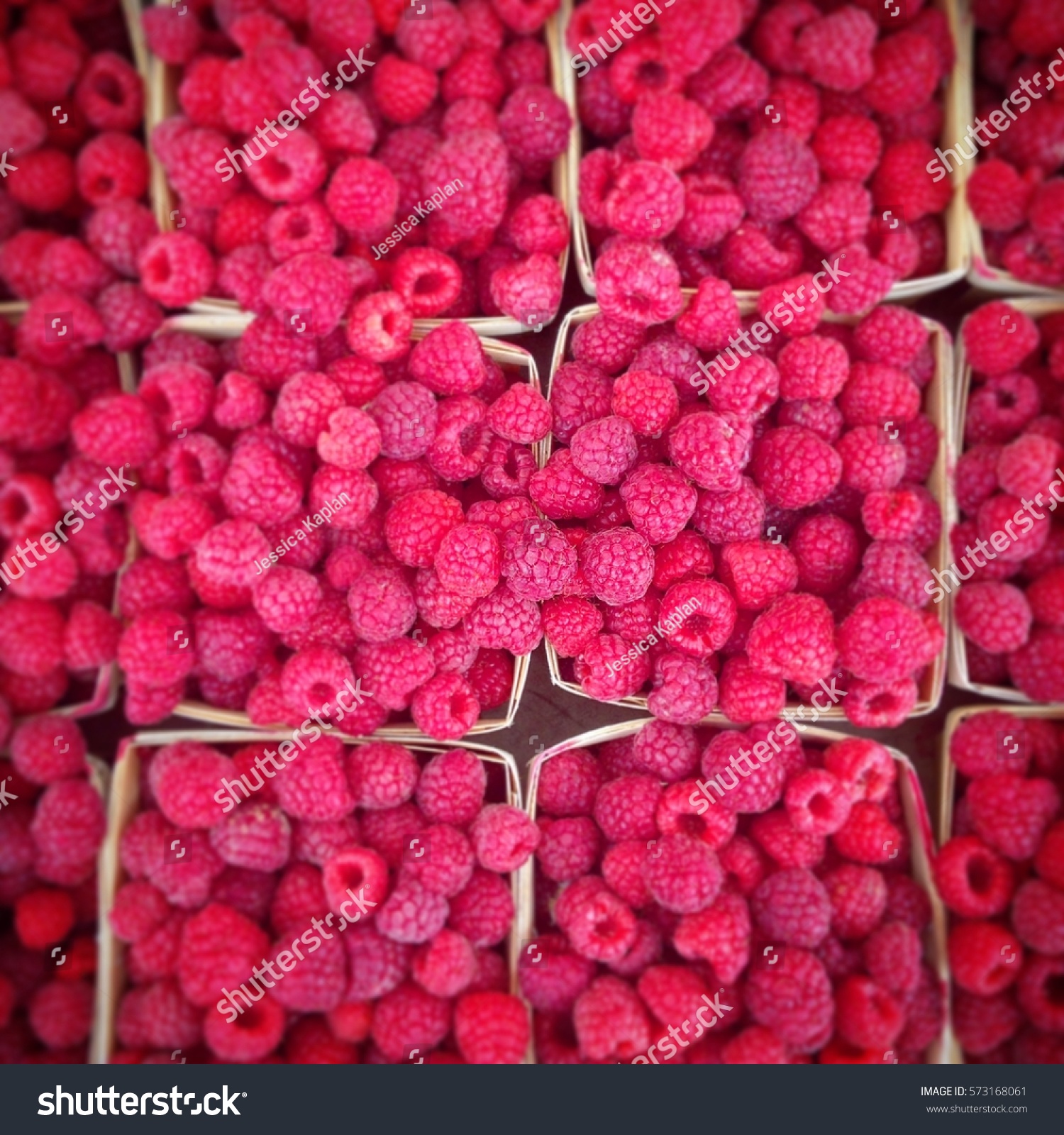 Many Containers Red Ripe Raspberries Sold Stock Photo (Royalty Free ...