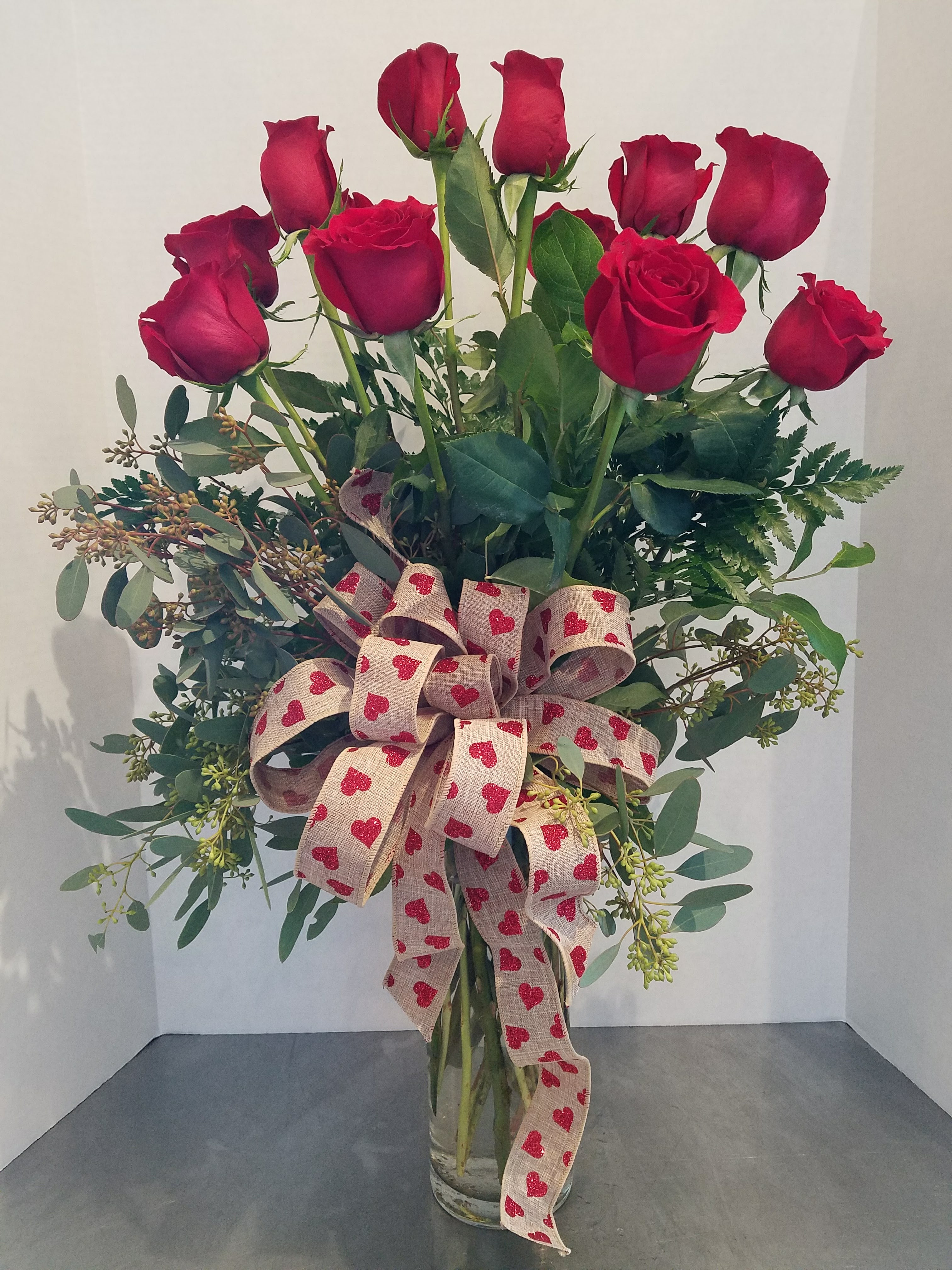Stylish Modern Design of Dozen Red Roses in San Mateo, CA | Blossoms ...